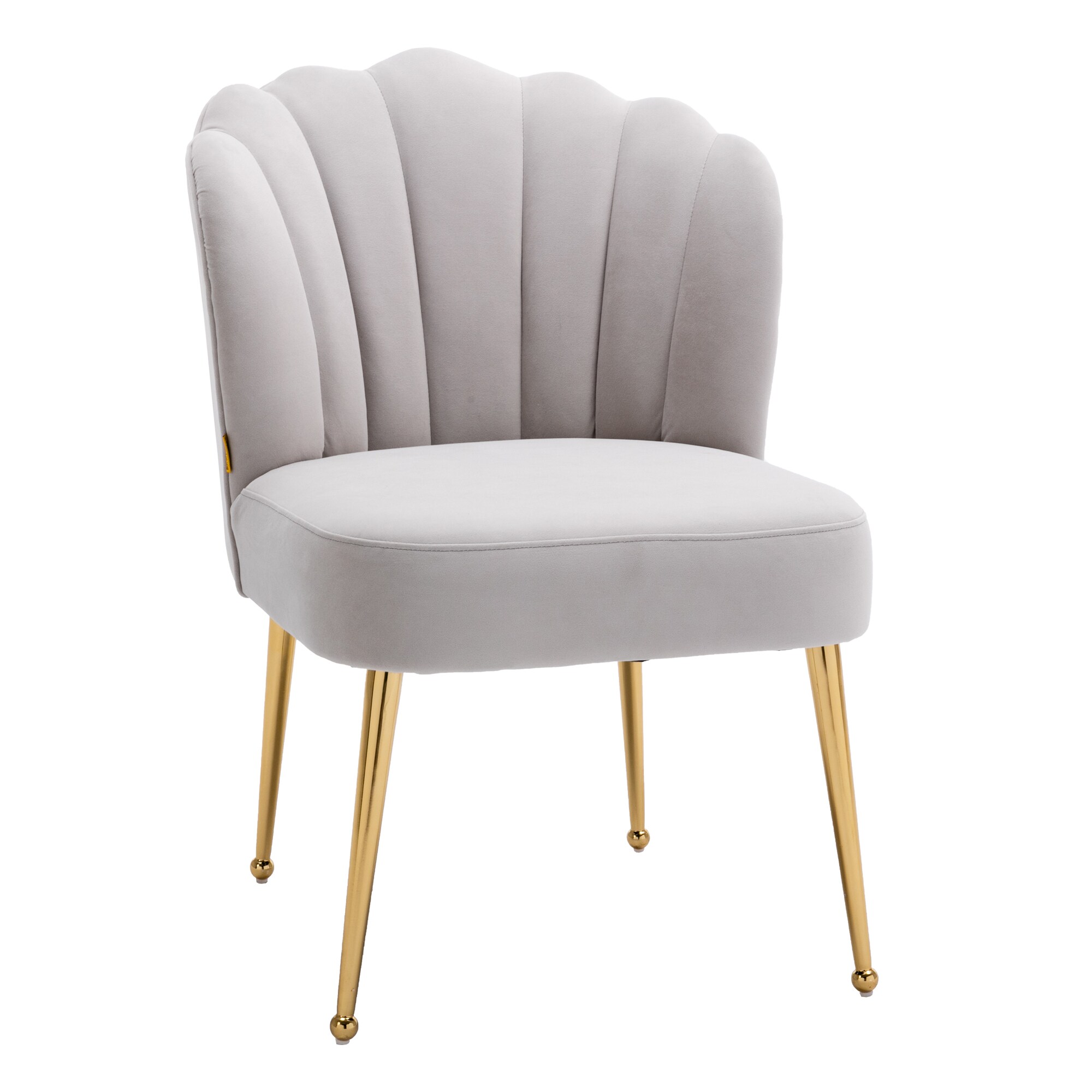 Clihome Seashell Chairs Modern Light Gray Velvet Accent Chair in the ...