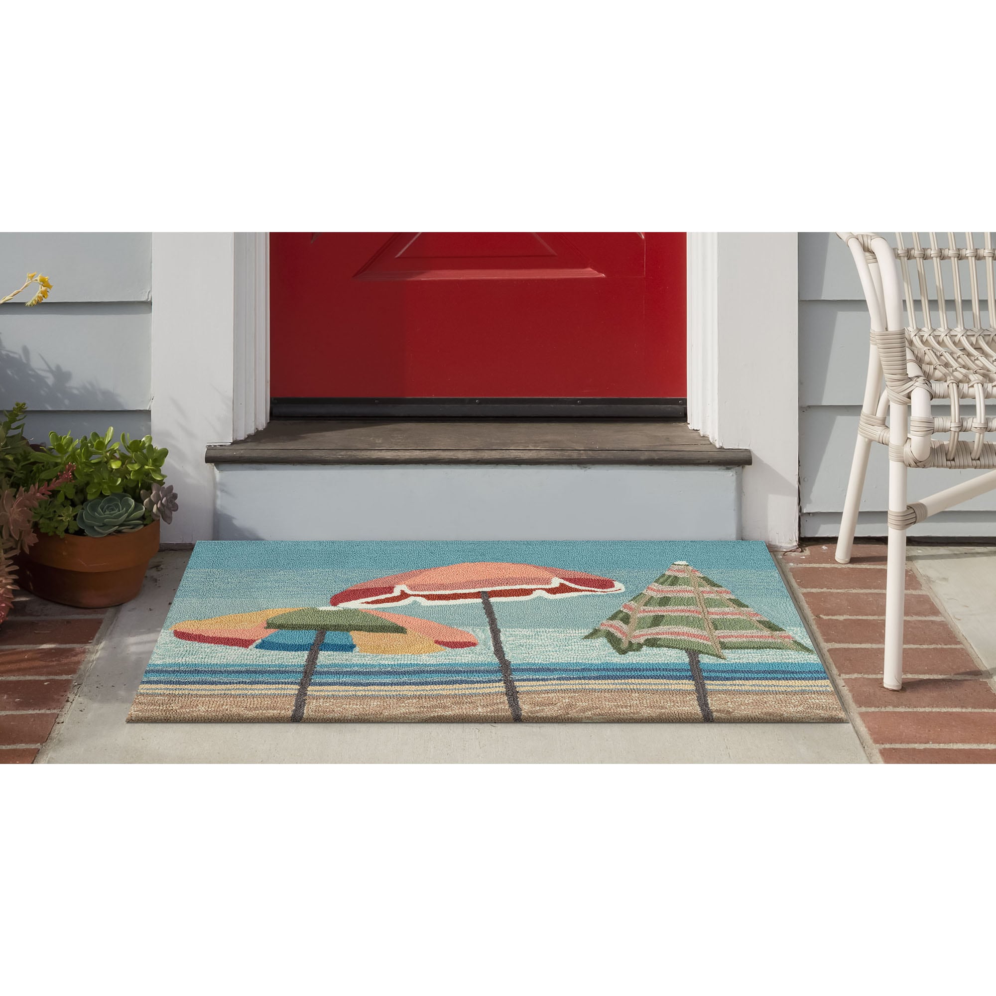 Liora Manne FTP34447304 3-ft x 4-ft Aqua Polyester Rectangular Indoor or outdoor Decorative Novelty Door mat
