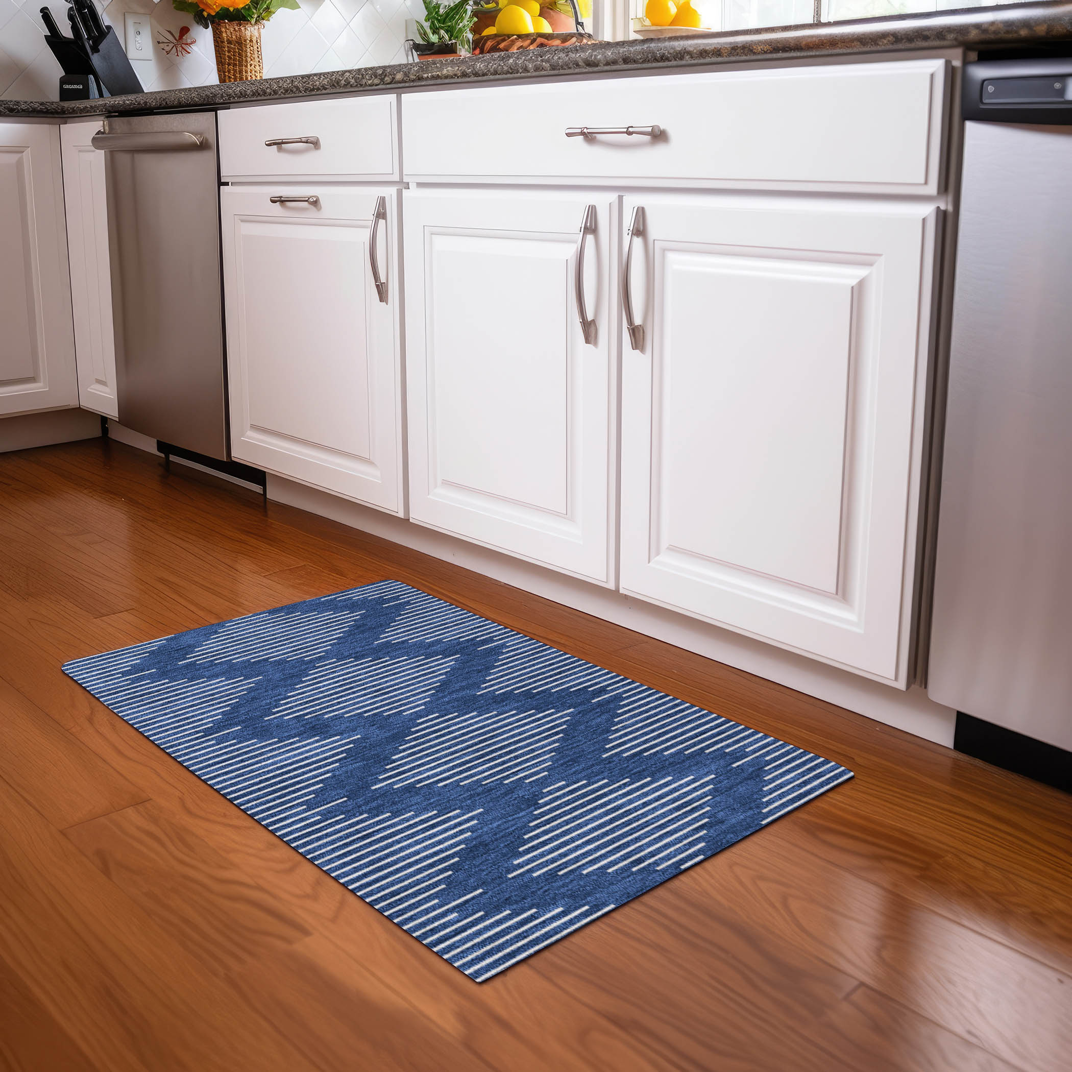 Addison Rugs ACN1016NA20X30 Chantille ACN1016NA 2 x 3 (ft) Polyester Navy Rectangular Indoor/Outdoor Geometric Machine washable Area rug