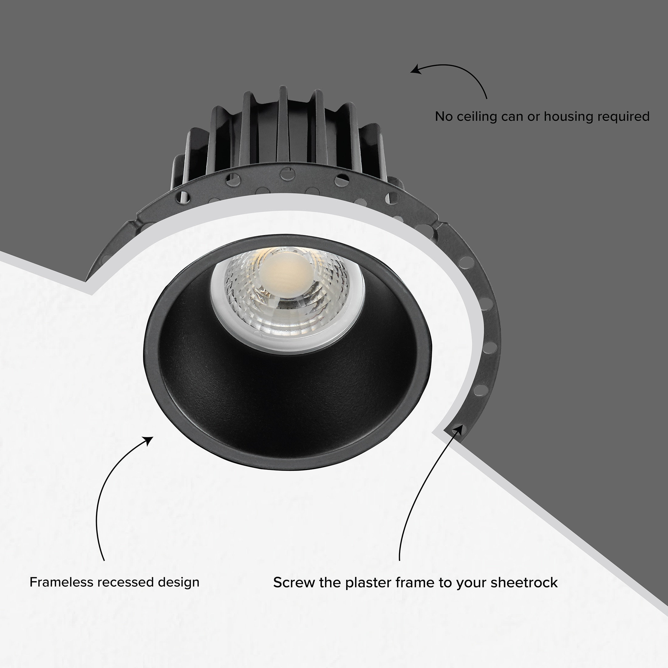 2-Inch Black Aluminum Trimless Recessed LED Downlight