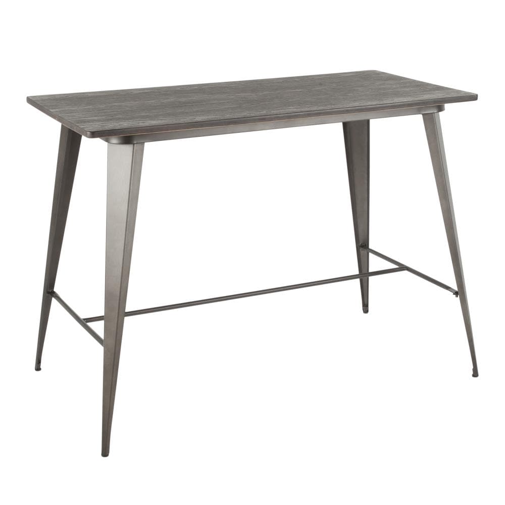 LumiSource CT-OR AN+E Oregon Antique Metal, Espresso Bamboo Transitional Counter Table, Wood with Antique Metal Base 24-in L x 35.25-in H