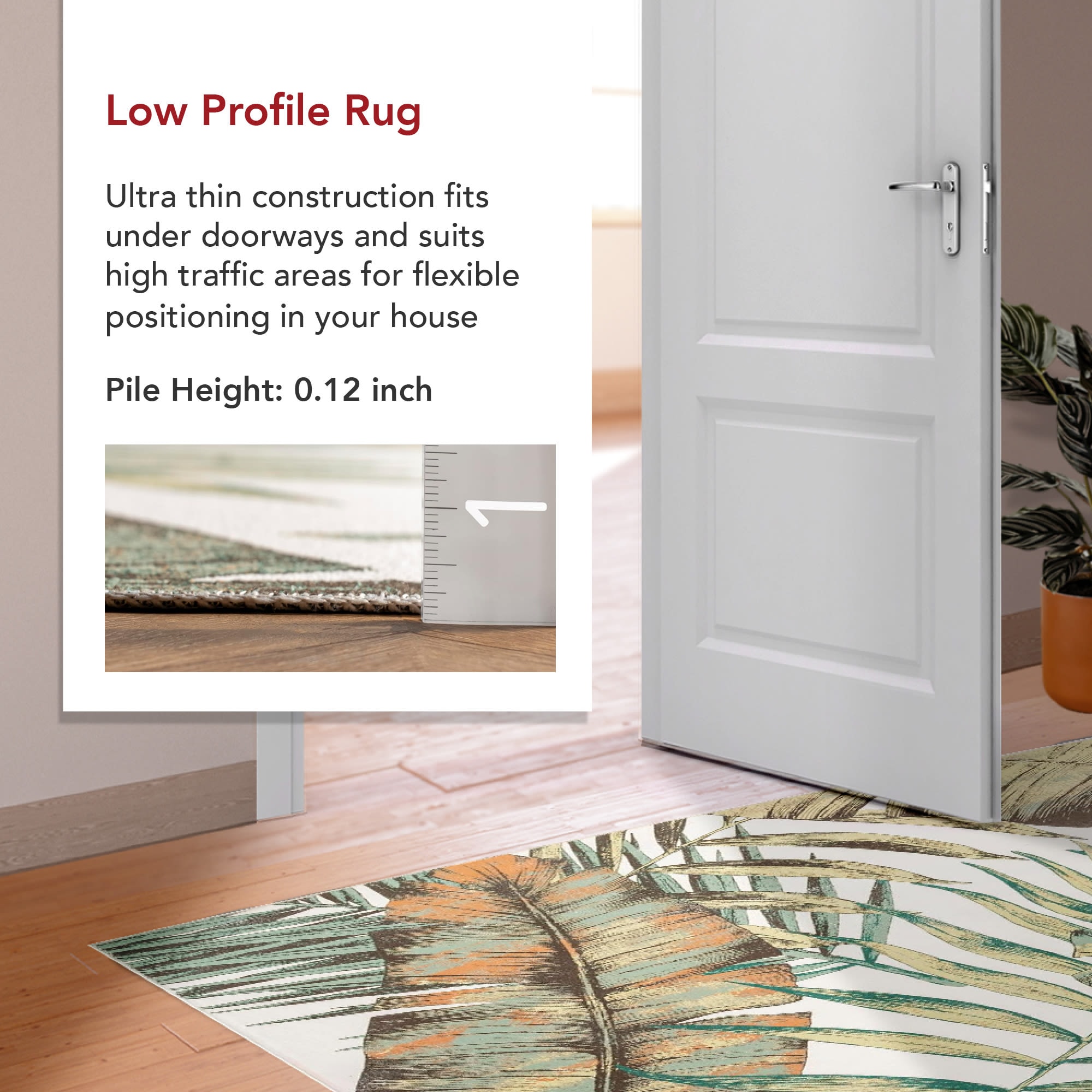 Eco-Friendly Olive Leaf 6' x 9' Synthetic Reversible Area Rug