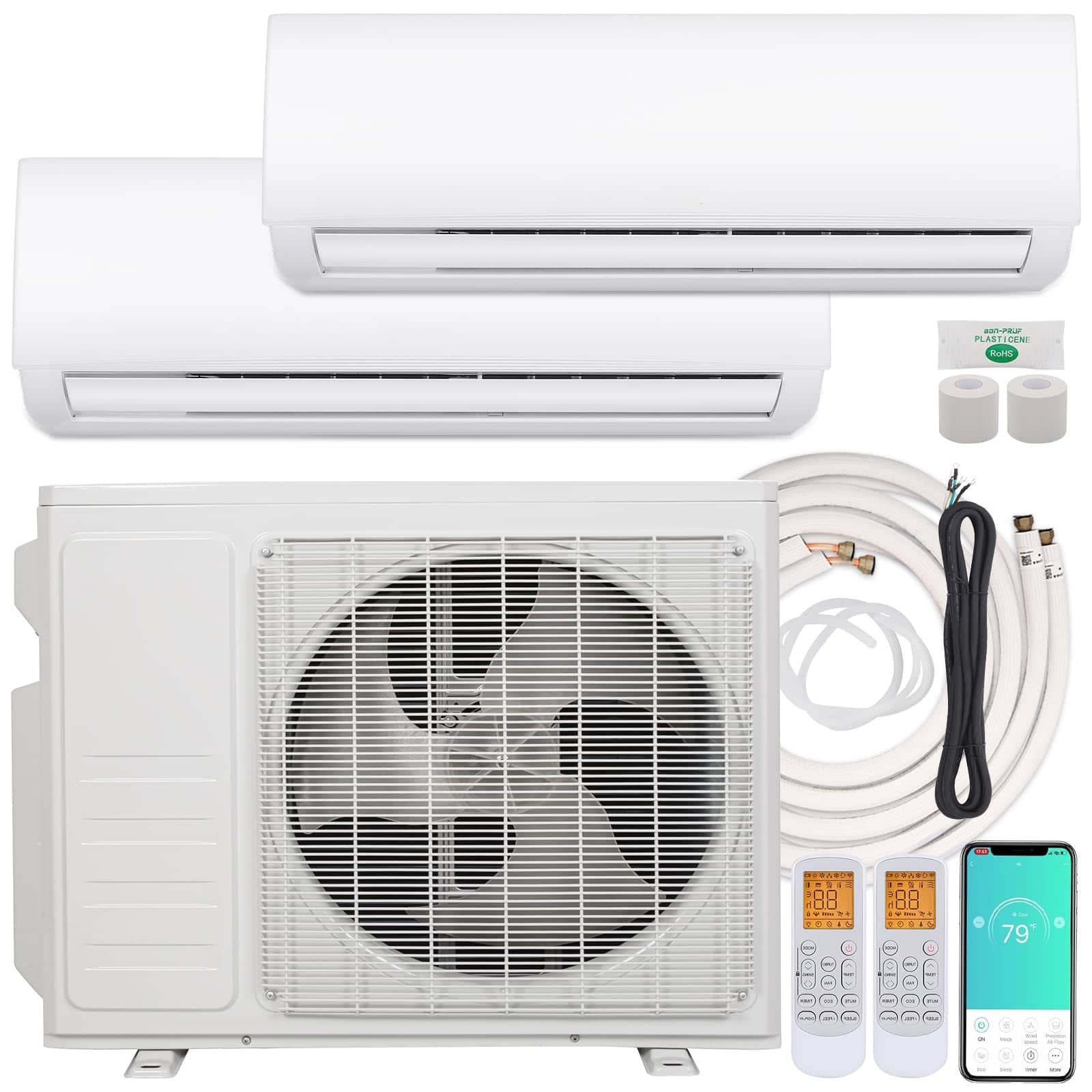 BILT HARD  Multi-Zone Series 2 zone 28000 BTU Ductless Mini Split Air Conditioner Heat Pump Included with 230-Volt 20 SEER2 Cools Up to 1500 Sq.ft