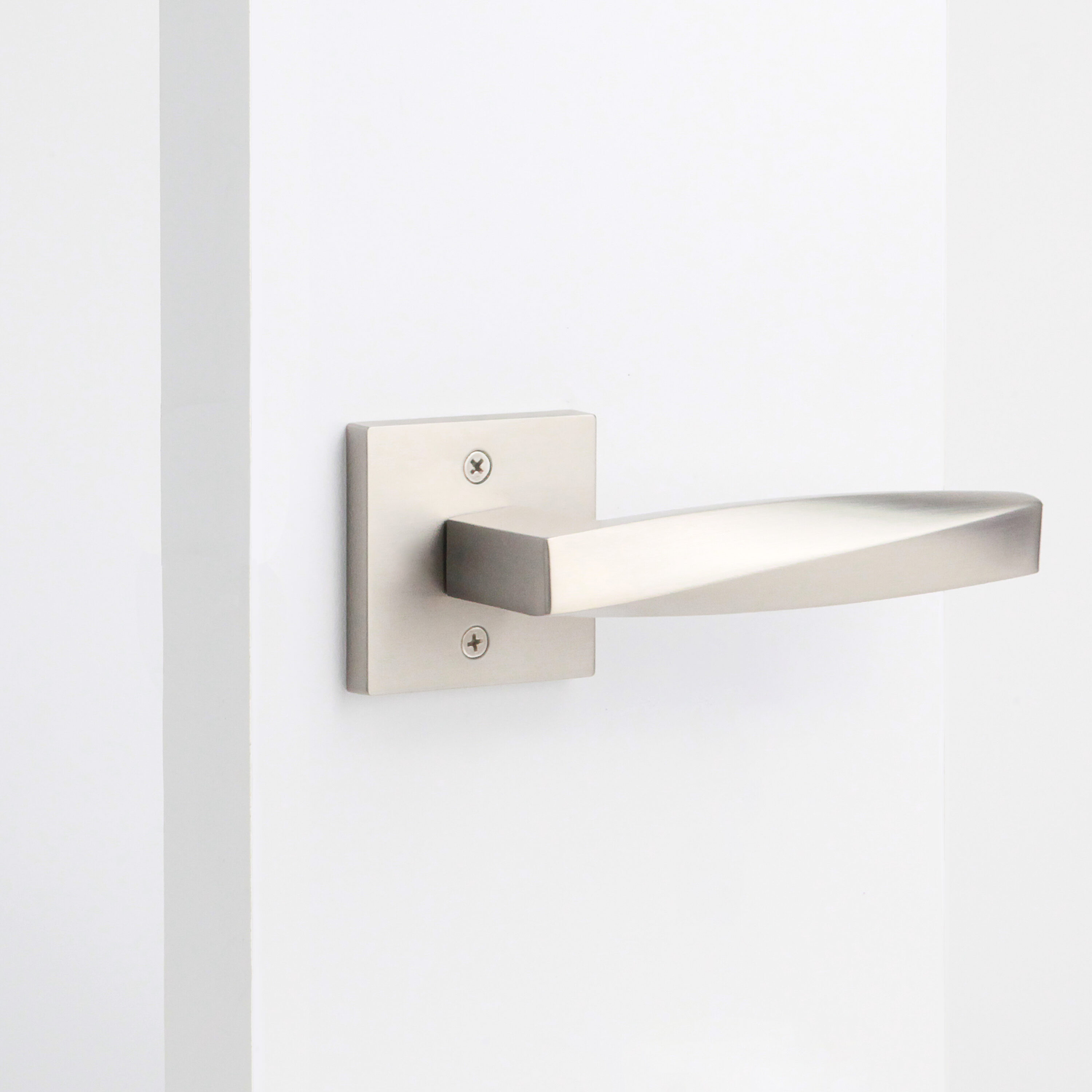 Satin Nickel Square Backplate Modern Interior Door Lever