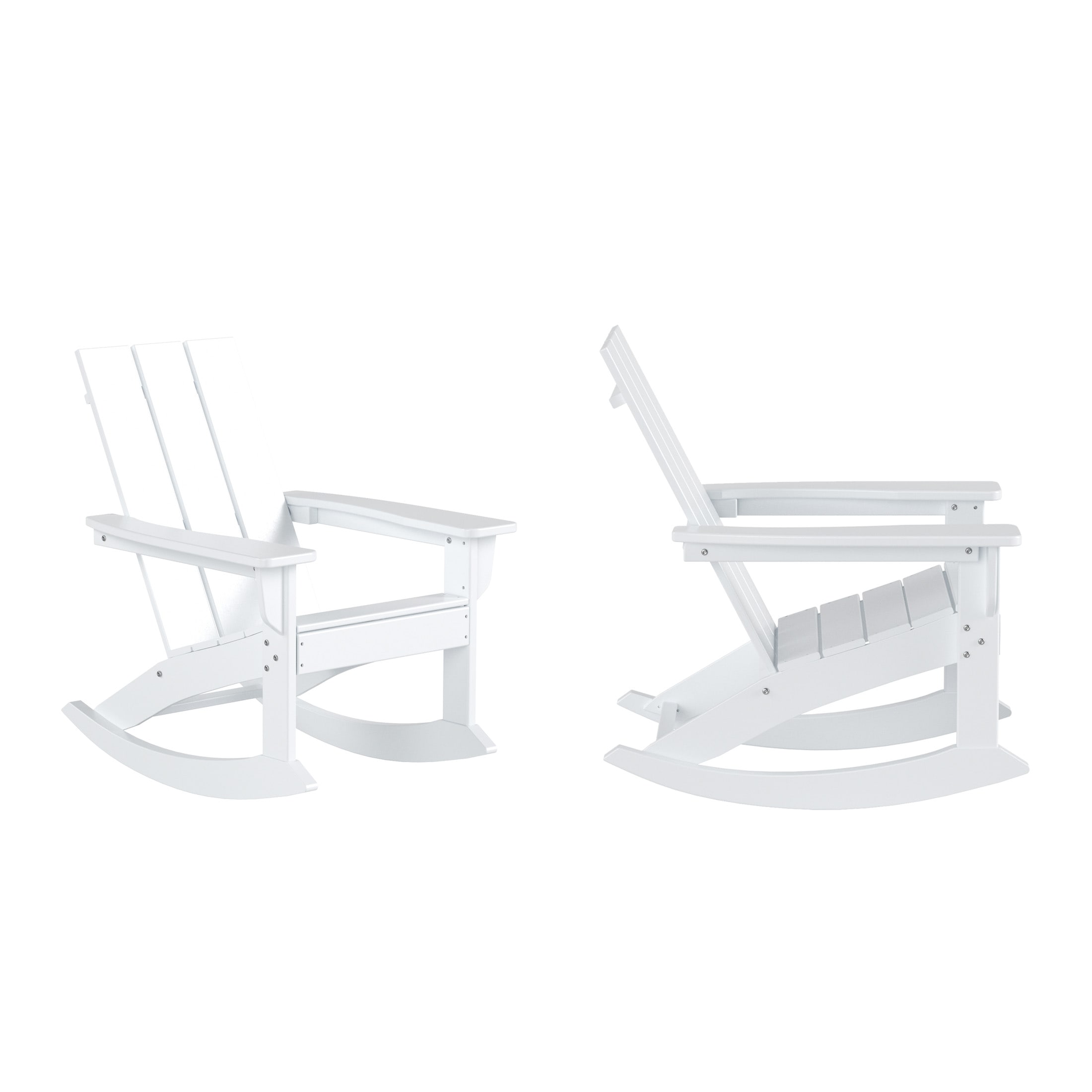 Westin Furniture OP5002-WH-2 Shoreside Set of 2 White HDPE Frame Adirondack Chair with Slat Seat