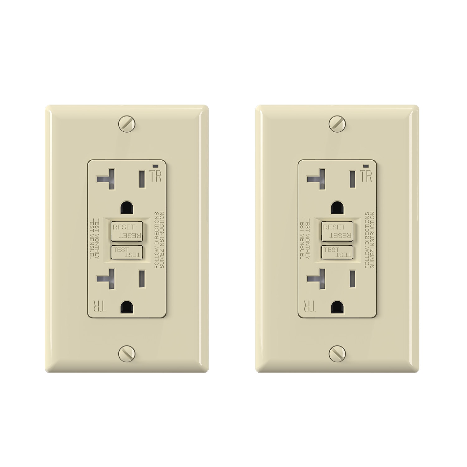 ELEGRP  GFCI Outlet Electrical 20A Self-Test Tamper Resistant Receptacle with Wall Plate UL Listed Light Almond 2PC
