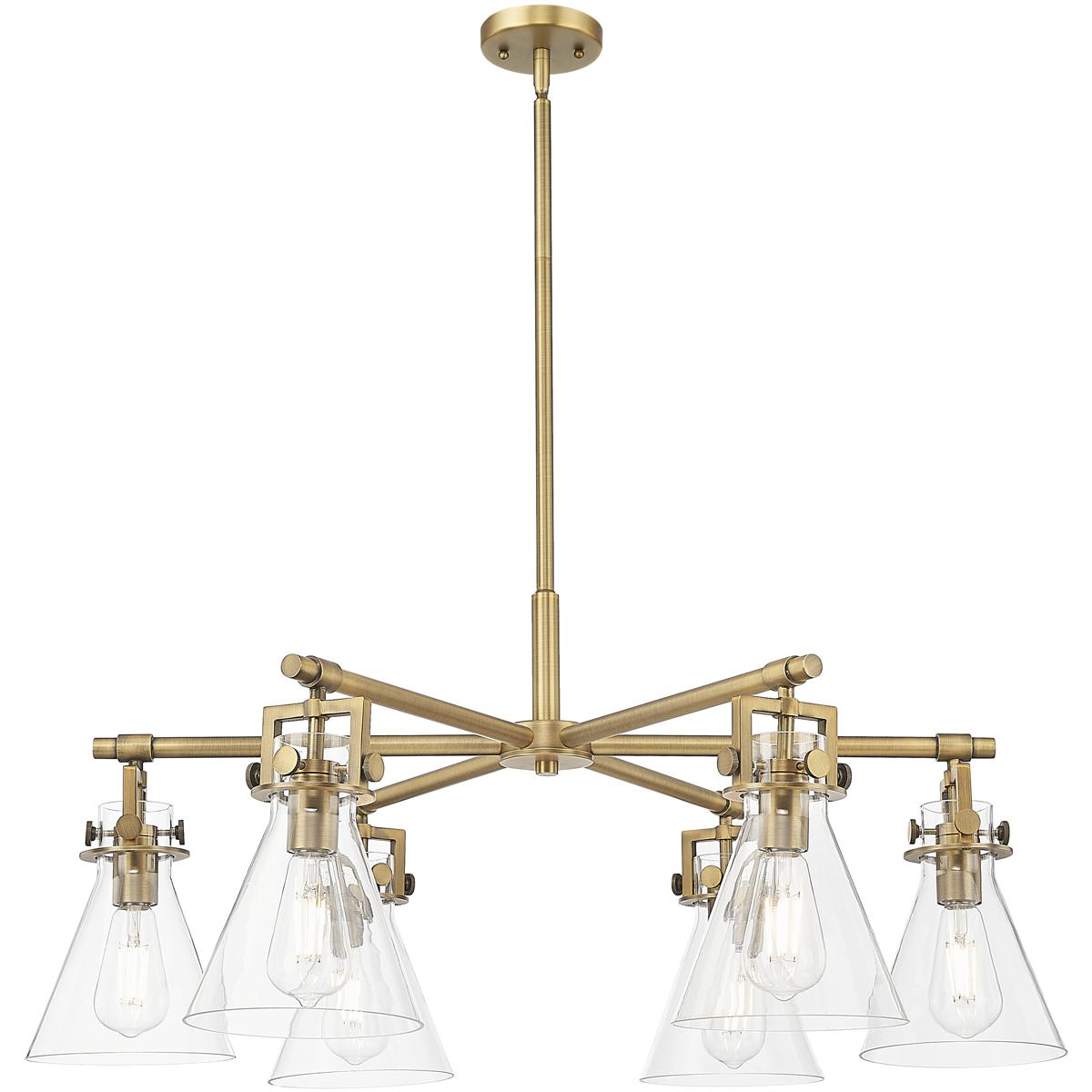 Innovations Lighting - 411-6CR-BB-G411-7CL Newton Cone Chandelier Brushed Brass