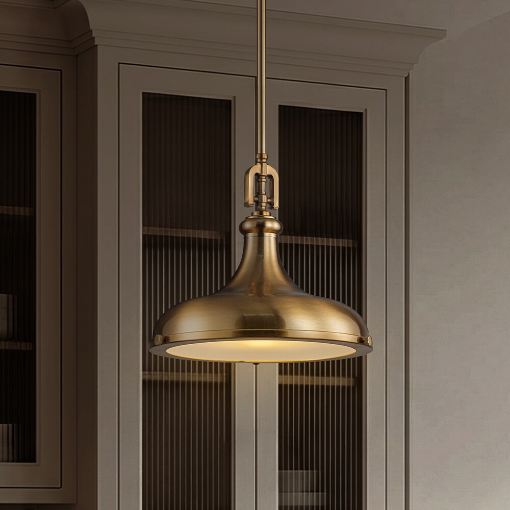 AloaDecor Lighting 1 -Light Satin Brass Frosted glass Iron Chandelier
