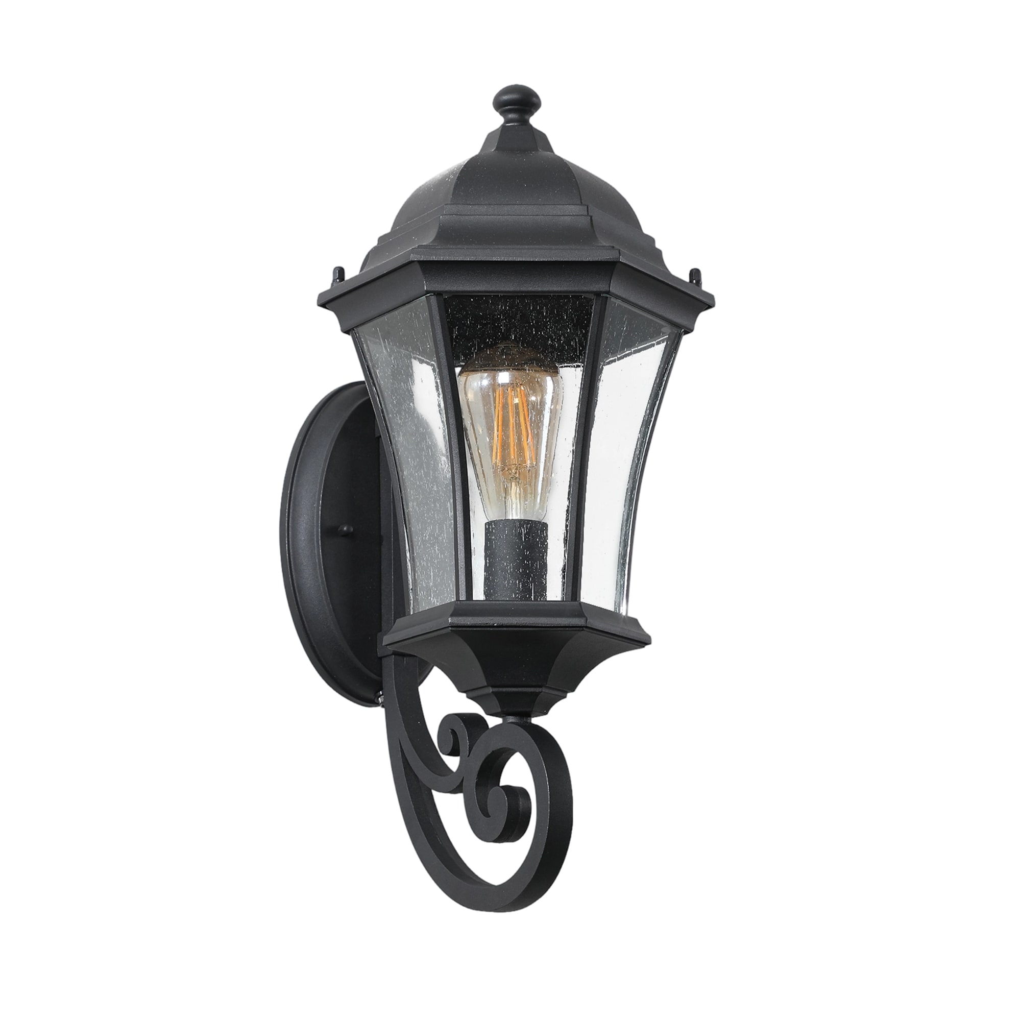 JUSHUA Outdoor Wall Lantern Light Waterproof Outdoor Wall Sconce Black Metal Sconce with Clear Glass Shade for Garage Patio Front Door Balcony 1 pack