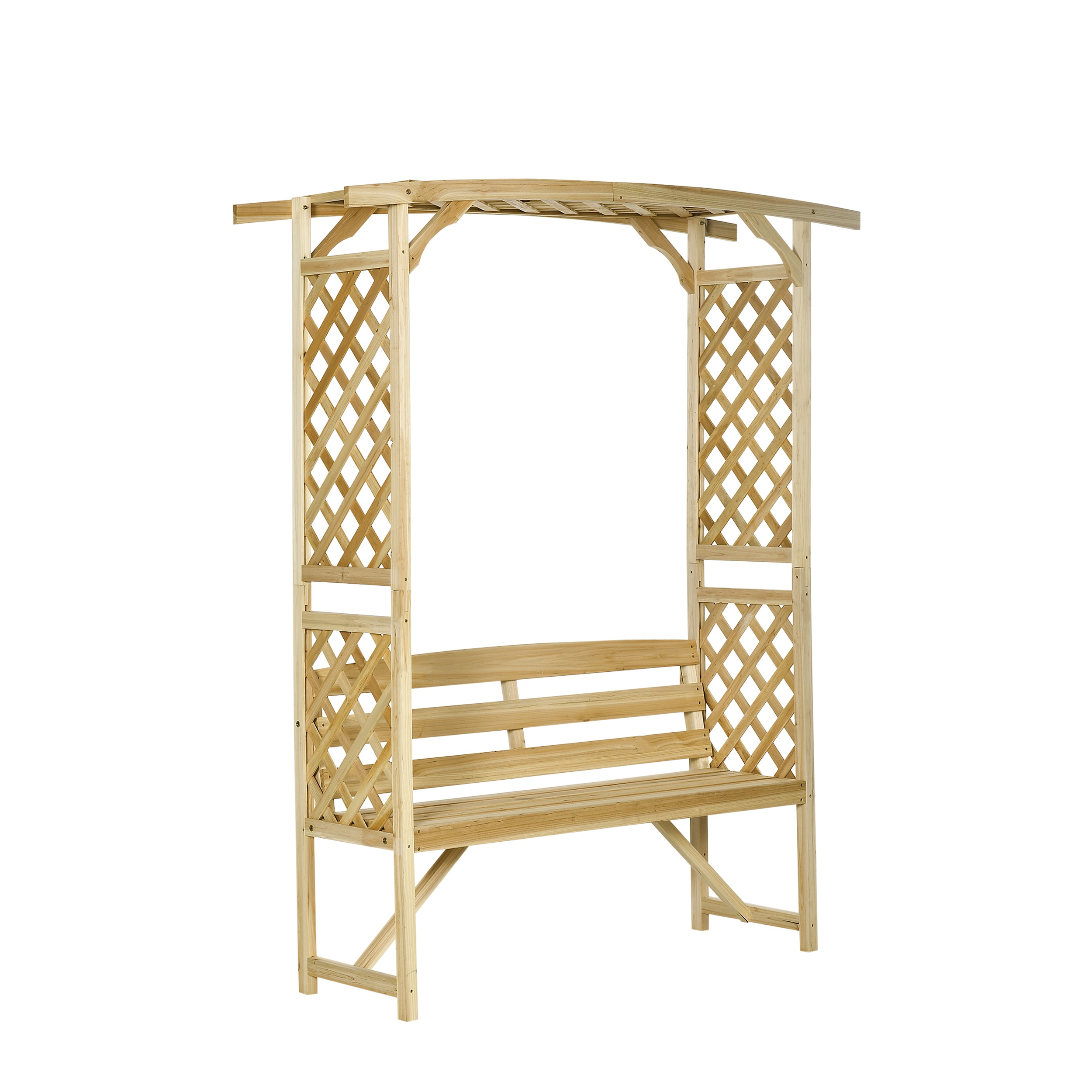 AHIOU HOME ZAAHG-P174443GA Downey 5.2-ft W x 6.5-ft H Flat Natural wood Garden Arbor