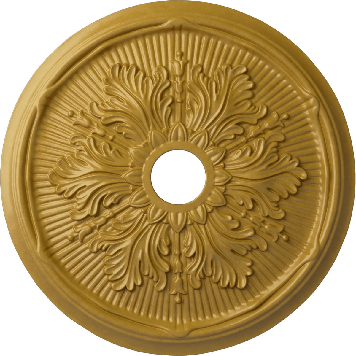 Ekena Millwork CM23LUIGS Luton Leaf 23.75-in W x 23.75-in L Painted Iridescent Gold Polyurethane Whole Ceiling Medallion