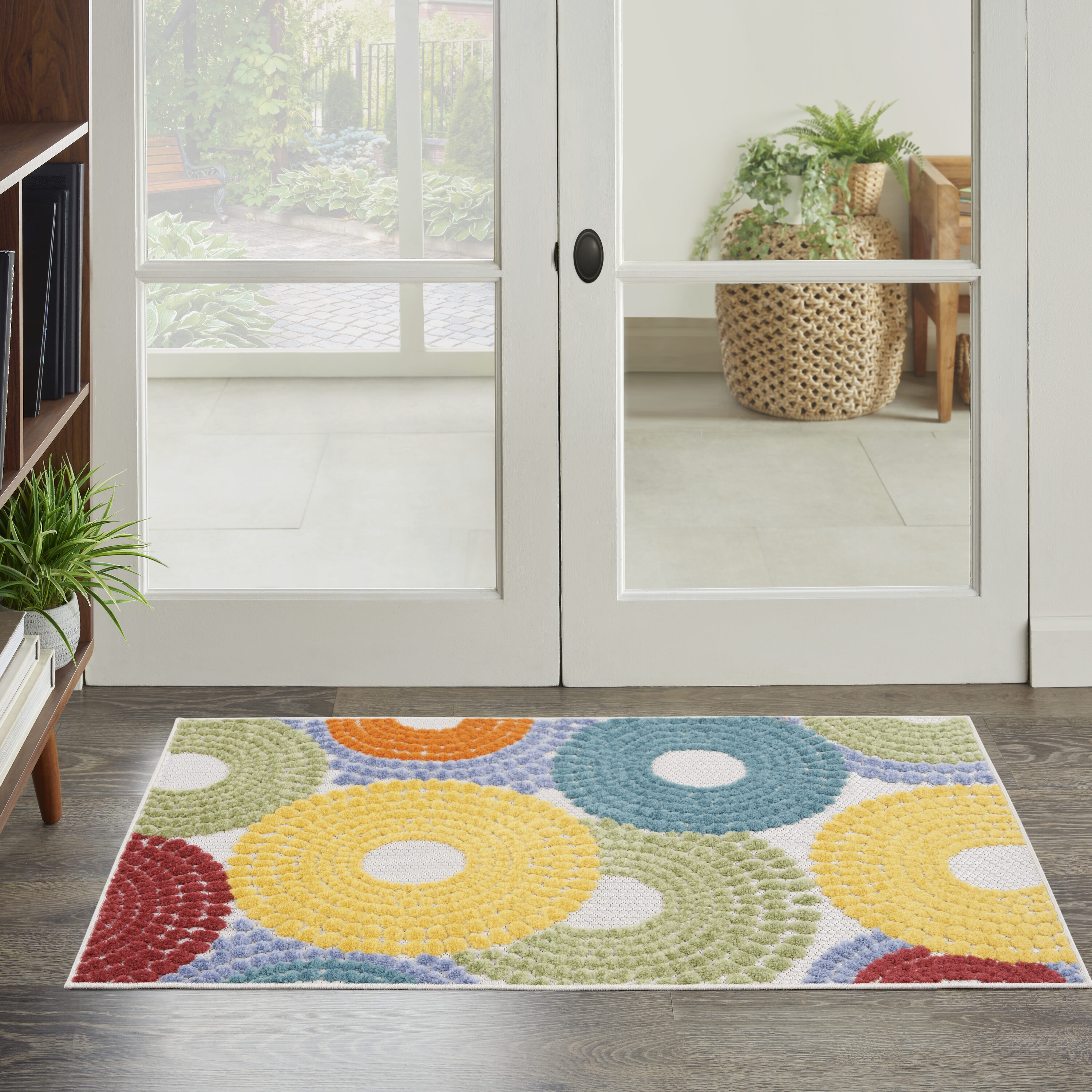 Nourison 099446167323 Aloha 3 x 4 (ft) Loomed Polypropylene Multicolor Rectangular Indoor/Outdoor Medallion Mid-Century Modern Area rug
