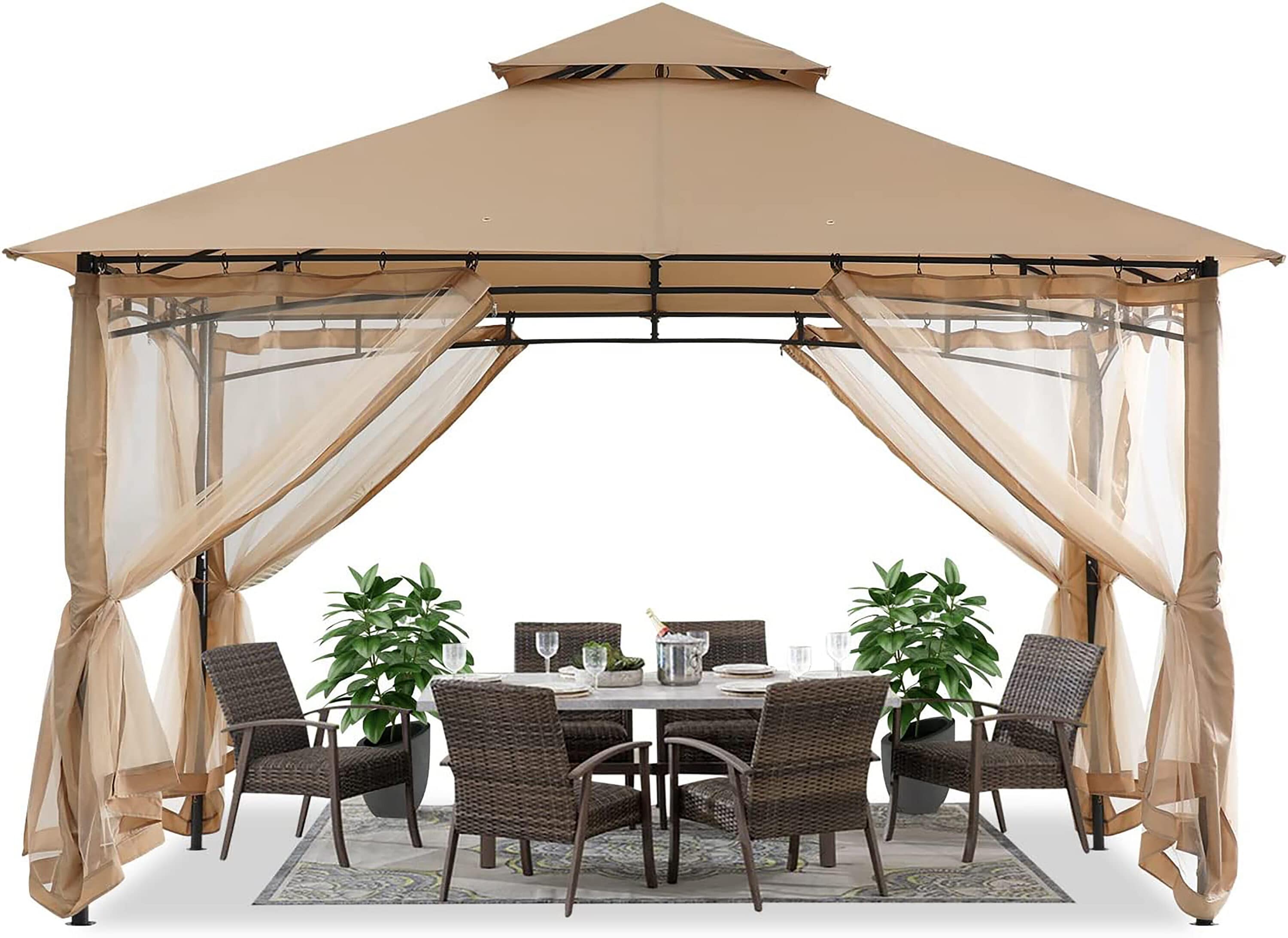 ABCCANOPY 12-ft X 10-ft Rectangle Khaki Fabric Polyester Roof Semi ...