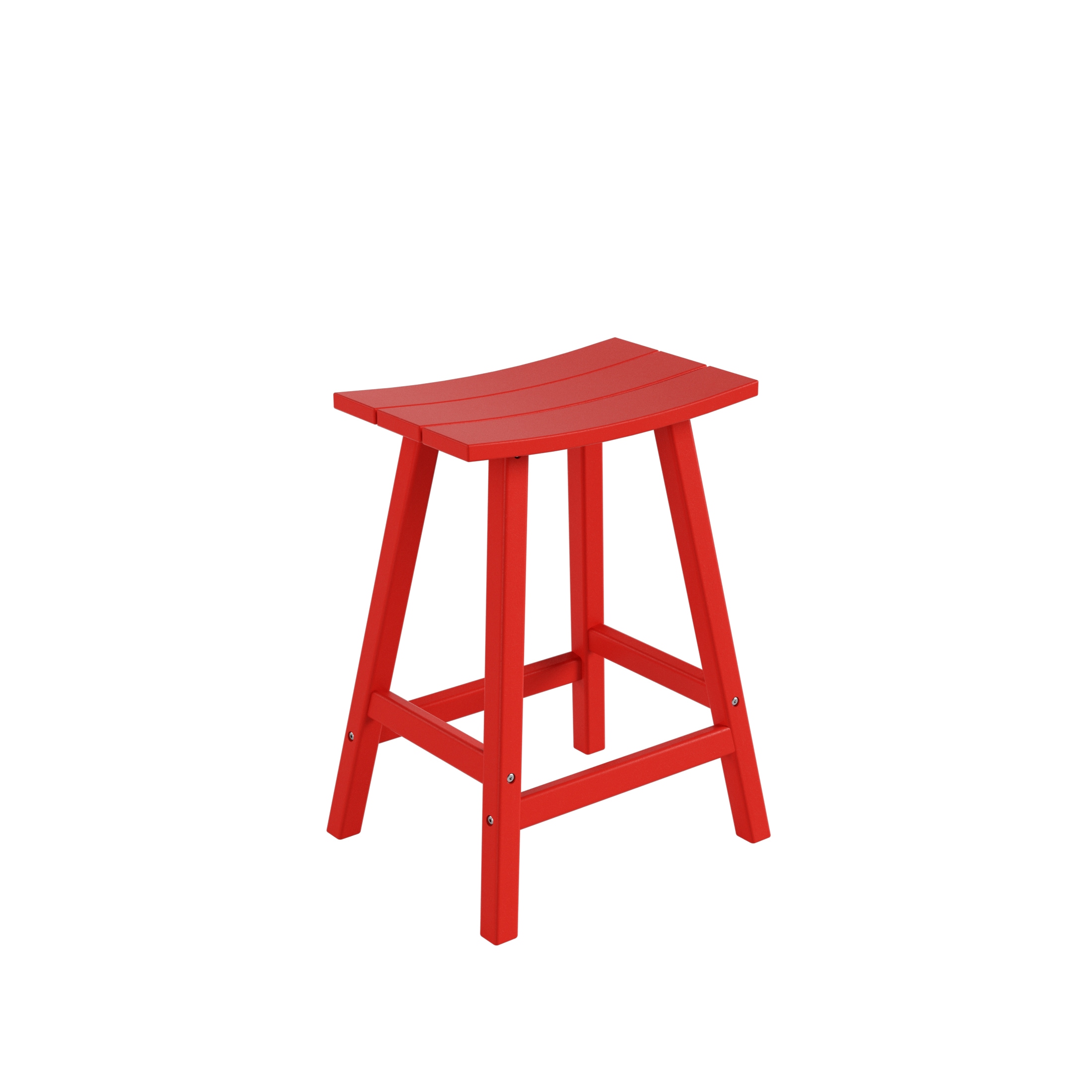 Laguna All-Weather Poly Outdoor Patio Bar Stool, 24" Red Saddle Seat (Set of 2)