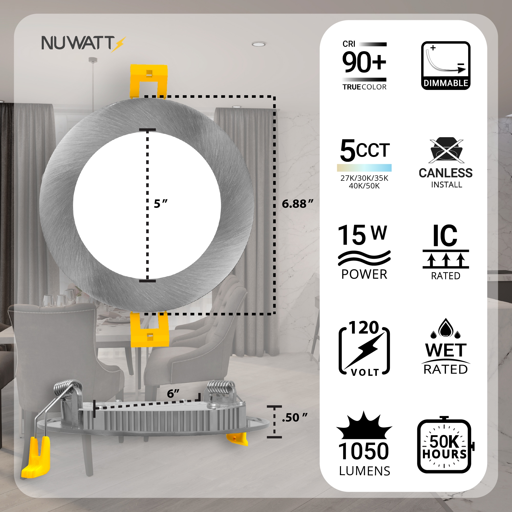 NUWATT NW-P-DL-6-15W5CTBN6P Led-Retrofit-Downlight - View #2