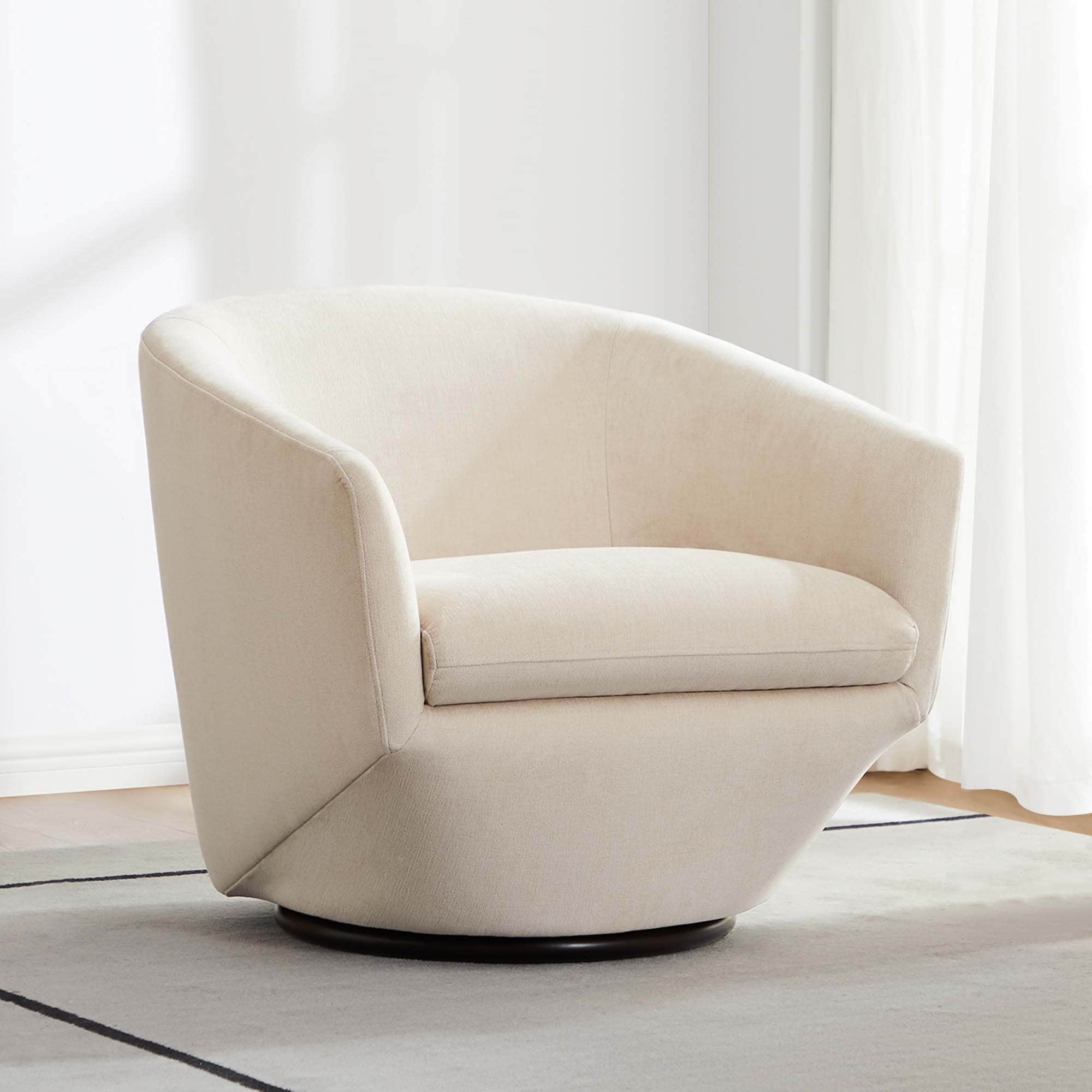 Circle 55 30.7-in W Modern Cream Swivel Accent Armchair