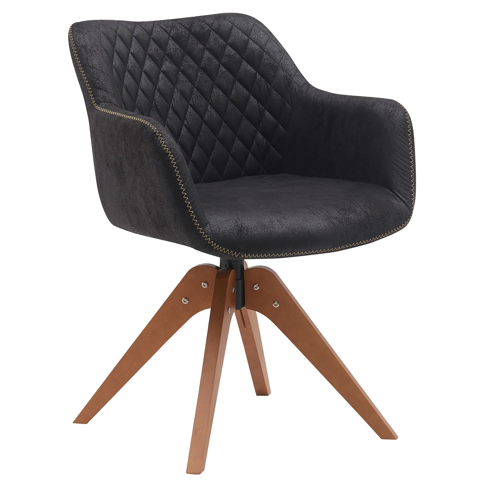 BWE A-9CHAIR-08-B Contemporary/Modern Suede Swivel Dining Side Chair (Wood Frame)