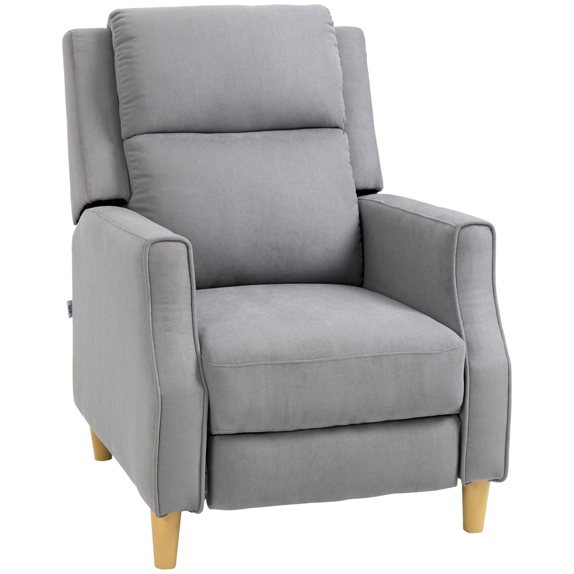 Sumyeg WF-MMER-004 BROWN Manual Recliner Chair with Footrest LIGHT GREY Linen Upholstered Recliner