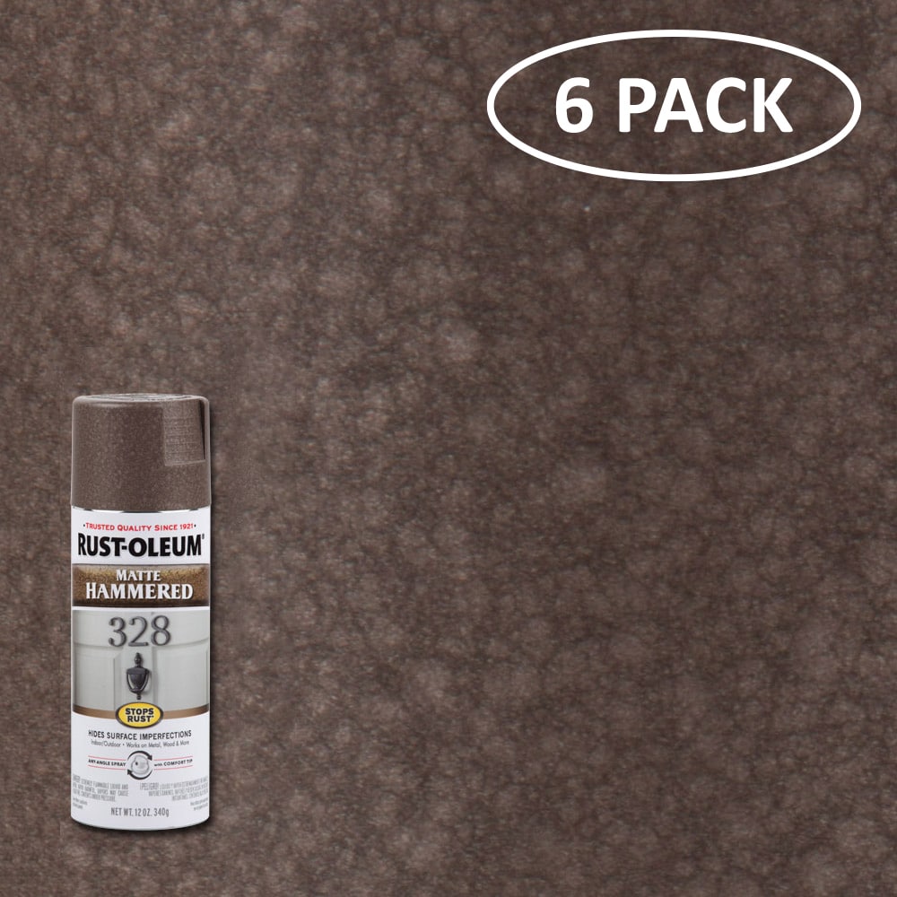 Rust-Oleum 314418SOS Stops Rust 6 -Pack Matte Brown Hammered Spray paint ( NET WT. 12-oz )