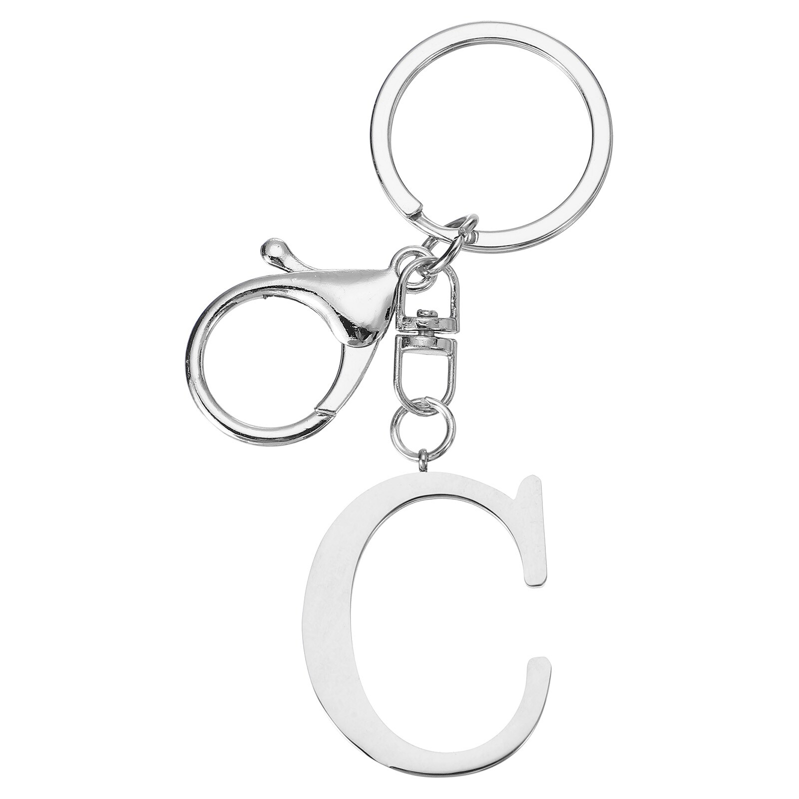 PATIKIL Initial Letter Key Chain Letter A-Z Keychain Initials Keyring Cute Metal Alphabet Keyrings for Keys Handbag Backpack Silver (C)