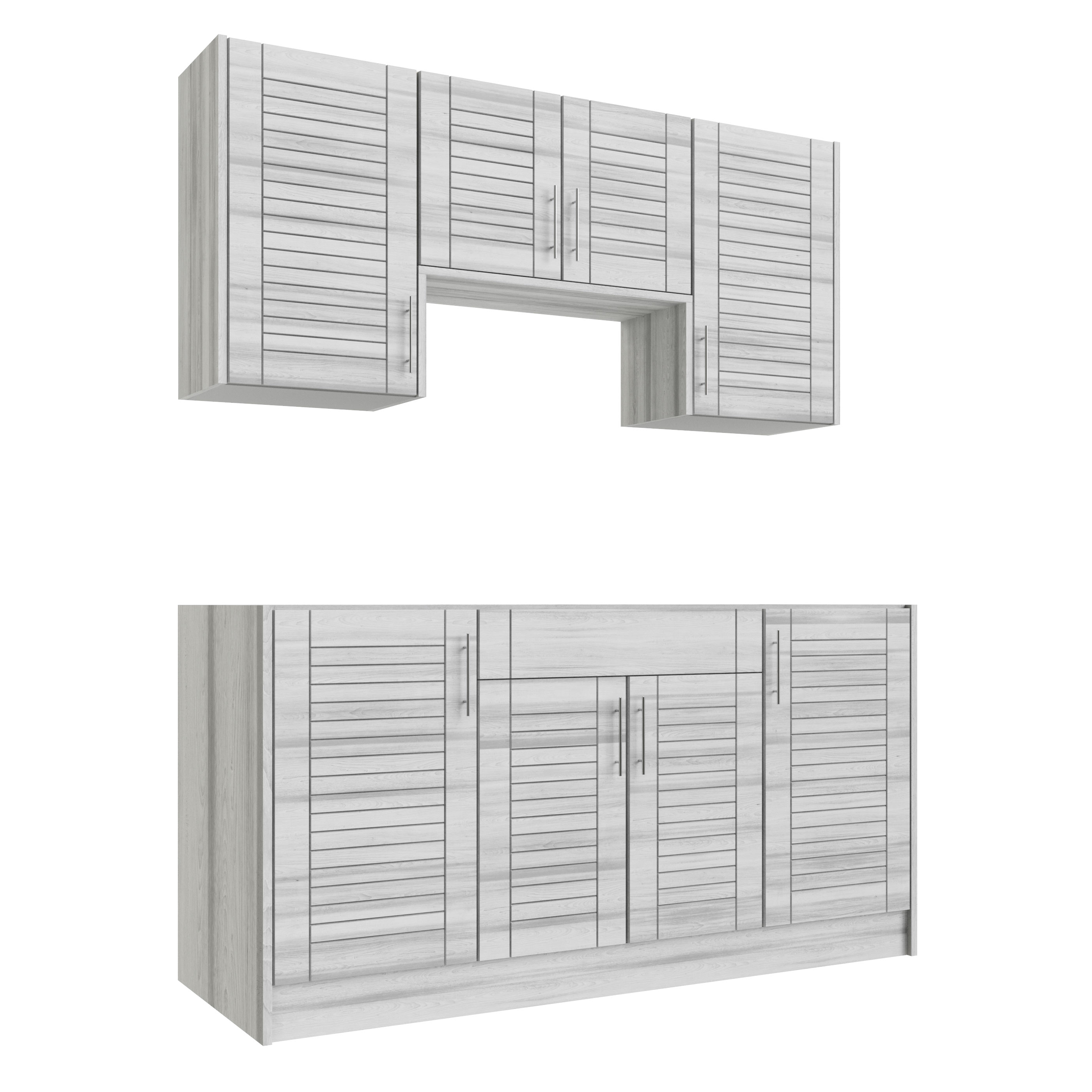 WeatherStrong WSE66WMK-TWW Tampa 6 -Piece 67.25-in W x 25-in D x 84-in H Modular Outdoor Kitchen Set