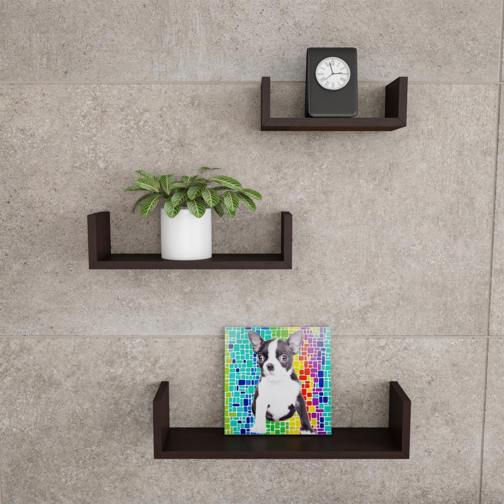 Hastings Home Dark Espresso Brown 17 In L X 4 D Wood Floating Shelf 3 Shelves The Wall Mounted Shelving Department At Com - Dark Brown Floating Wall Shelves