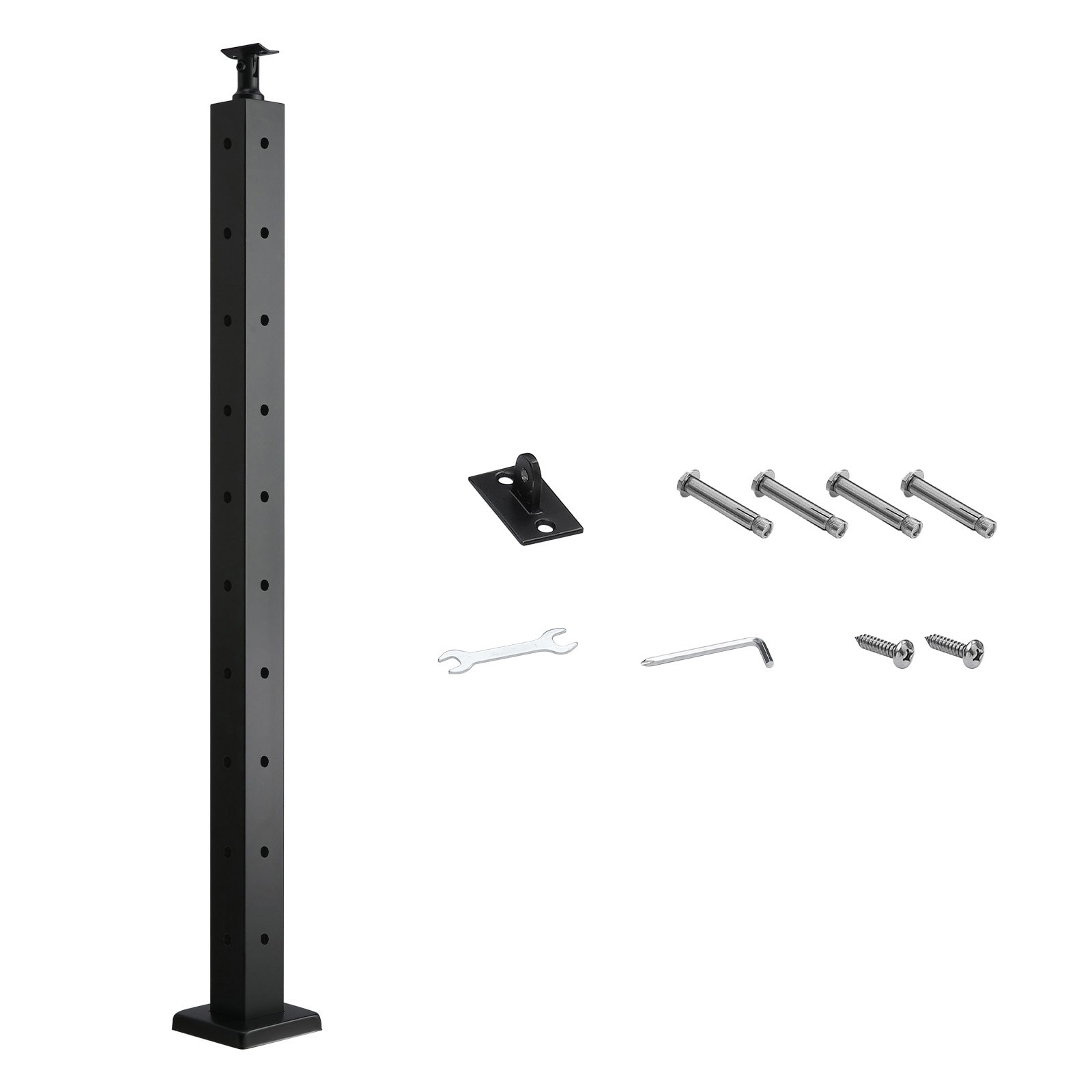 Mecale 1-Pack 36-in x 2-in x 2-in Stainless Steel Corner Cable Railing Post with L-Shaped Holes