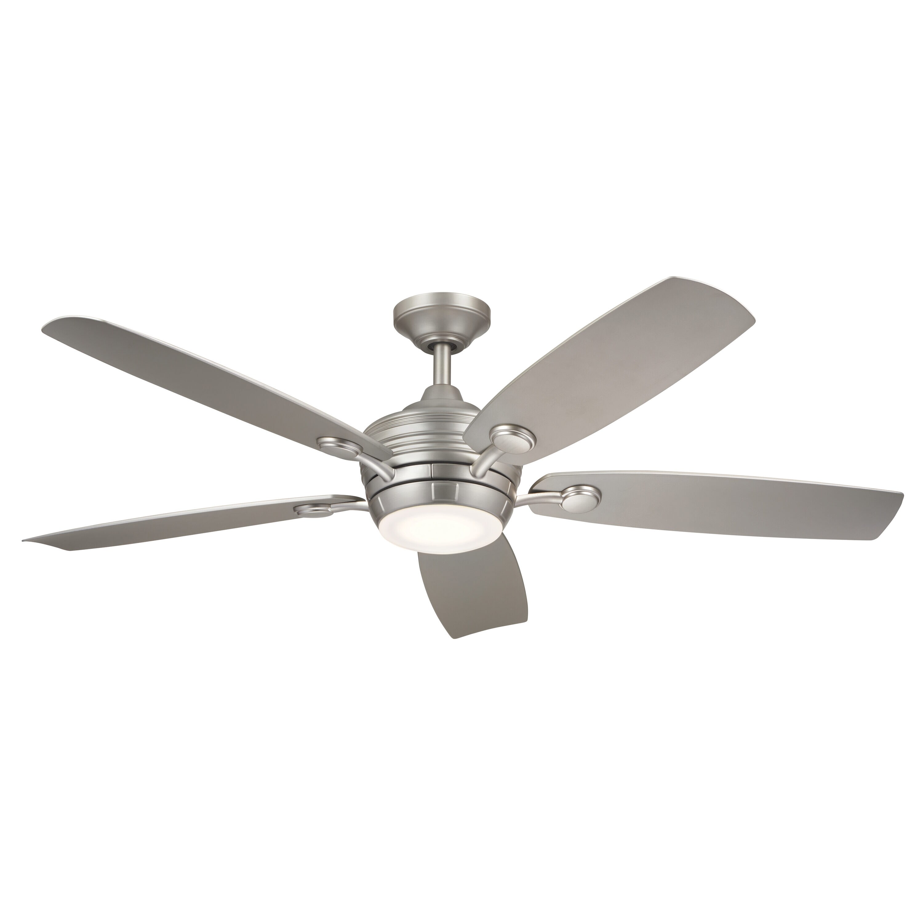 Kichler 310130NI Tranquil 56-in Integrated LED Outdoor Brushed Nickel with Silver Blades Ceiling Fan With Light - Remote Included ( 5 -Blade )