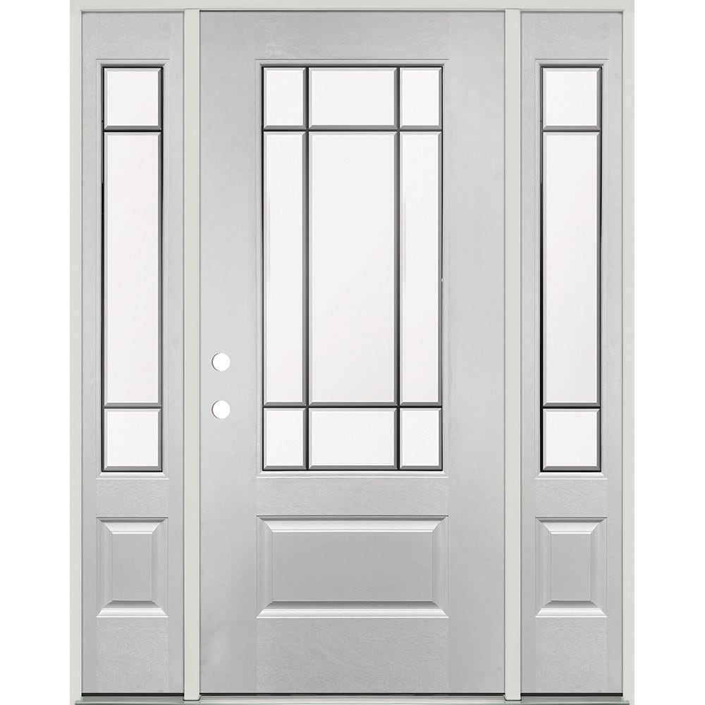 Greatview Doors FG522SL3612R 62-in x 80-in x 4-9/16-in Fiberglass 3/4 lite Right-hand inswing Fiberglass Unfinished Prehung Front Door with Sidelights Insulating core