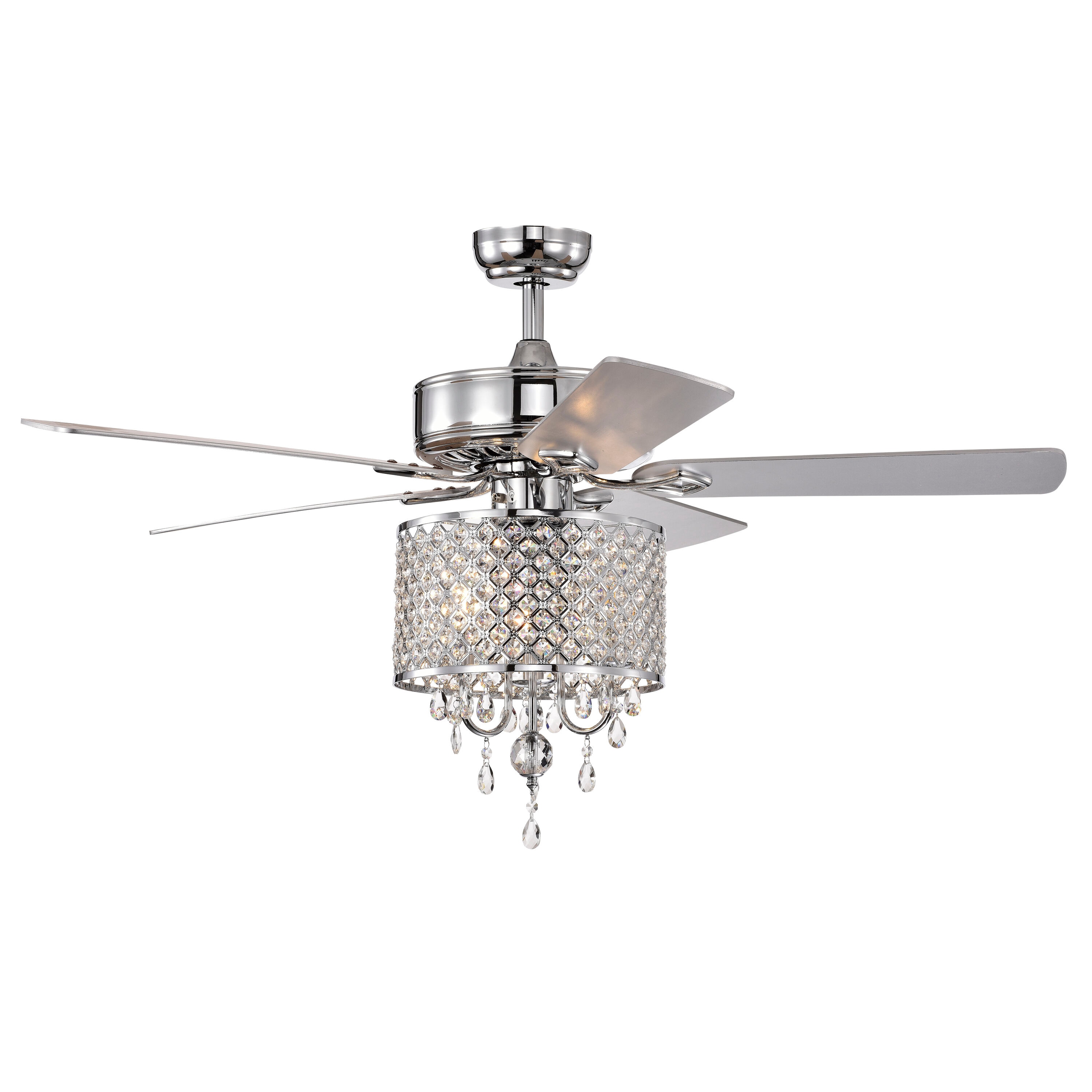 Bayfeve BFHM-82008-CF 52-in Outdoor Chrome with Plywood Blades Chandelier Ceiling Fan With Light ( 5 -Blade )