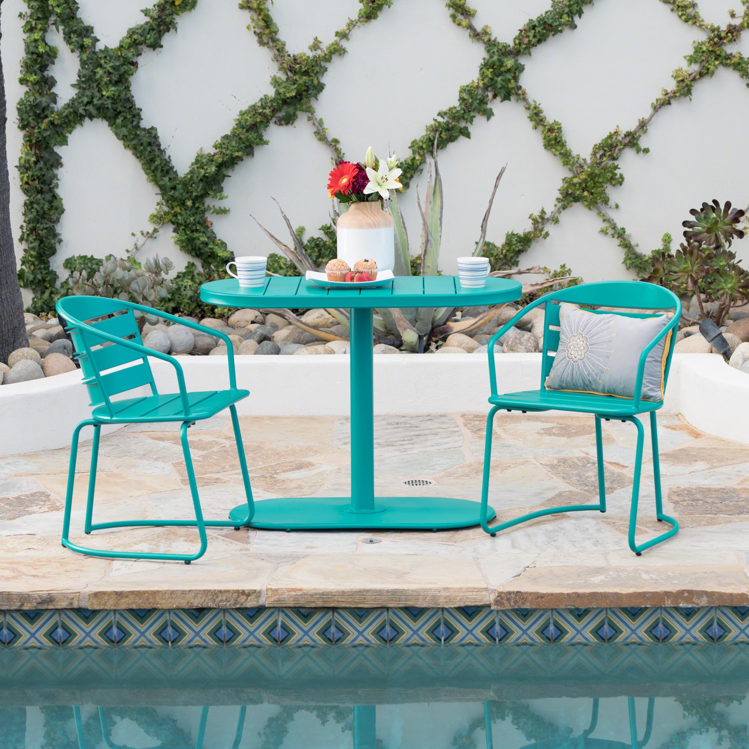 ModernLuxe L-62015.00T SANTA MONICA BISTRO SET 3 -Piece Patio Conversation Set /