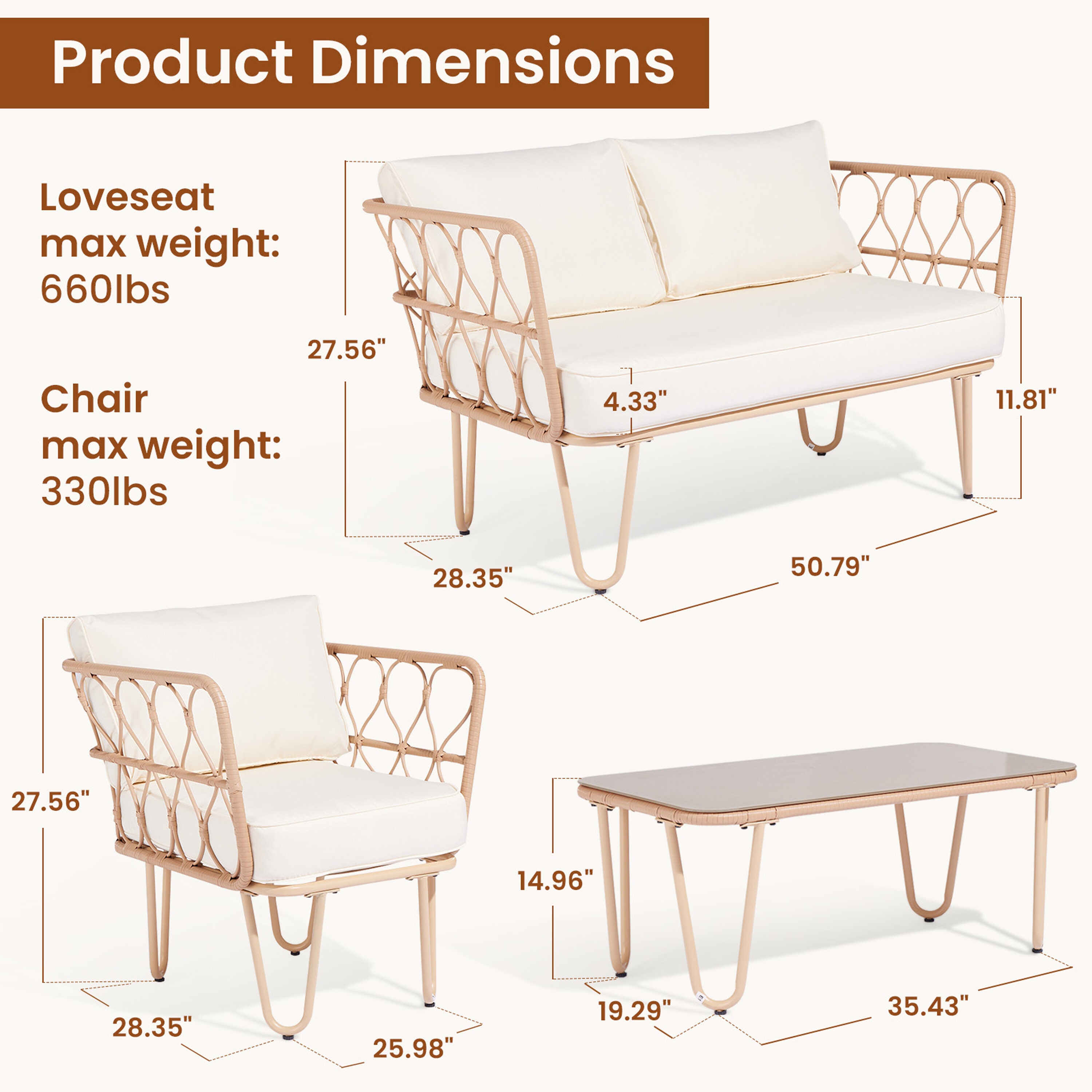 JEAREY TBLH04-BEIGE Patio-Conversation-Sets - View #4