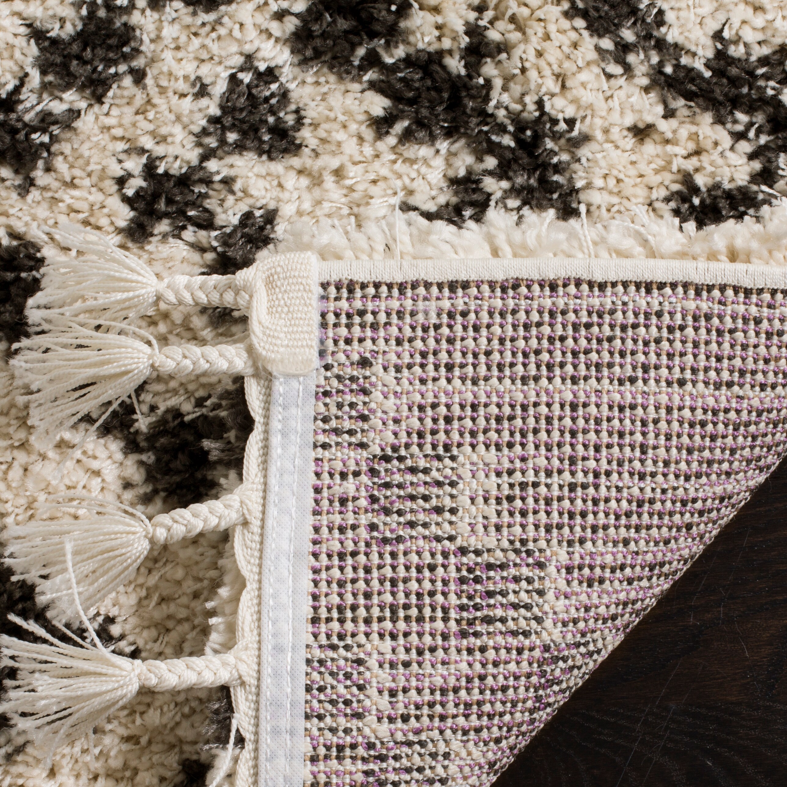 Luxurious Tribal Chic 6'7" Square Gray Shag Area Rug