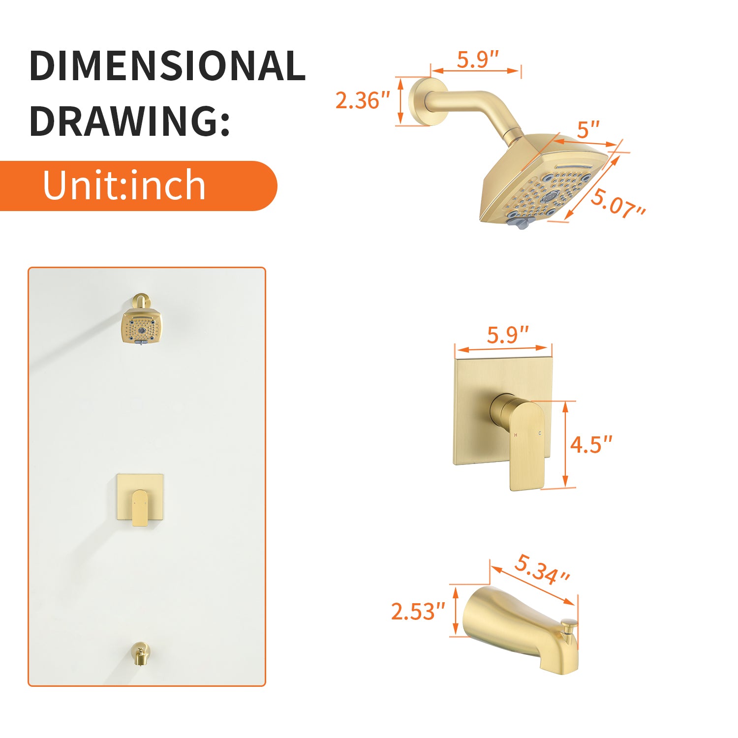 Boyel Living BL88085BG Tub-Shower-Faucets - View #2