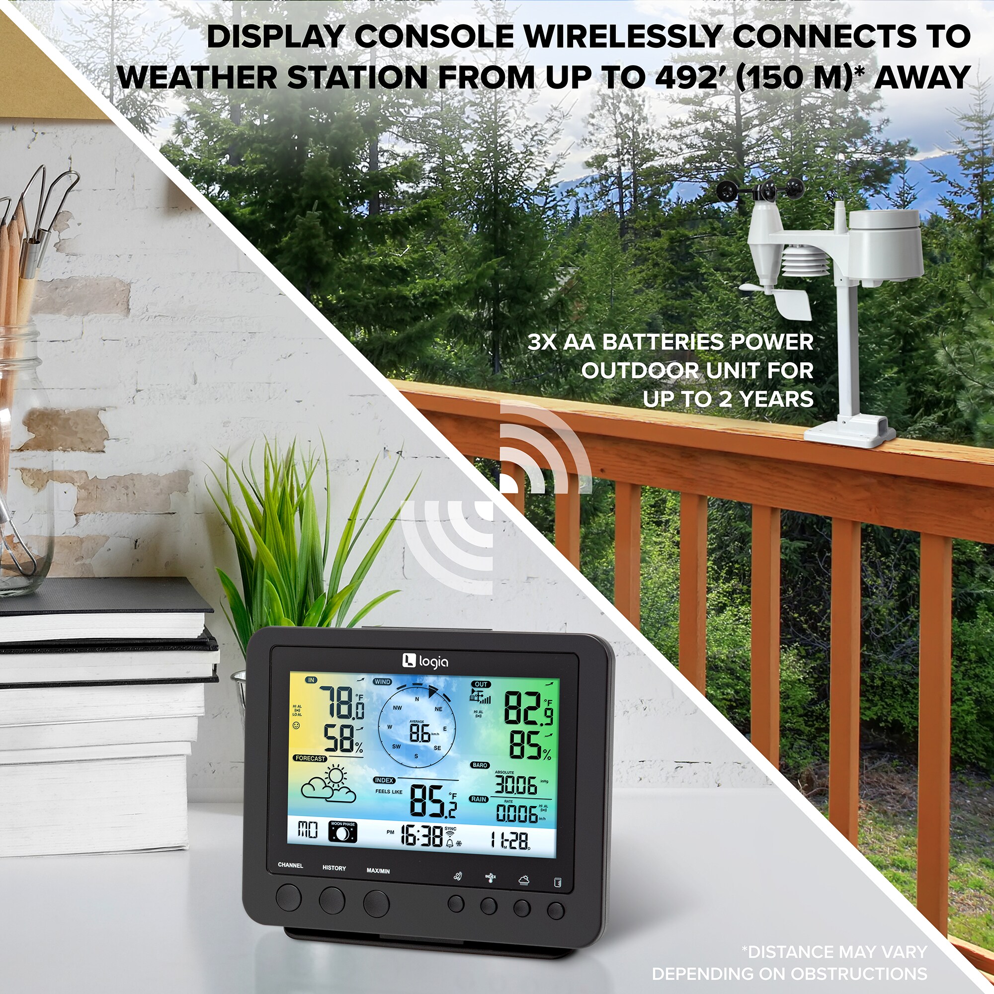 Logia 5-in-1 Indoor/Outdoor Wi-Fi Weather Station with Remote ...