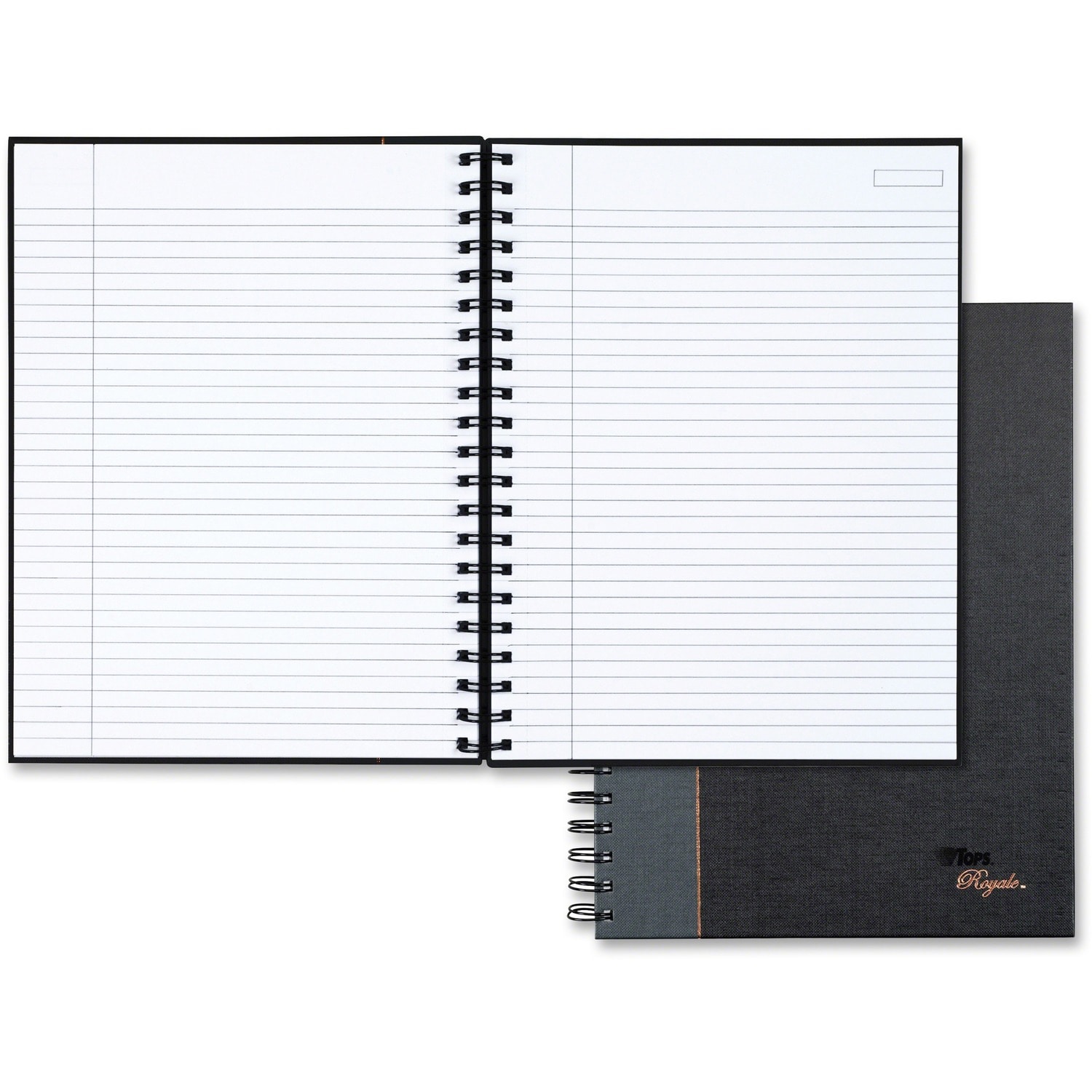 Tops SPRTOP25331 Royale Wirebound Business Notebooks 1 Subject Medium College Rule Black Gray Cover 96 105 x 8 Sheets
