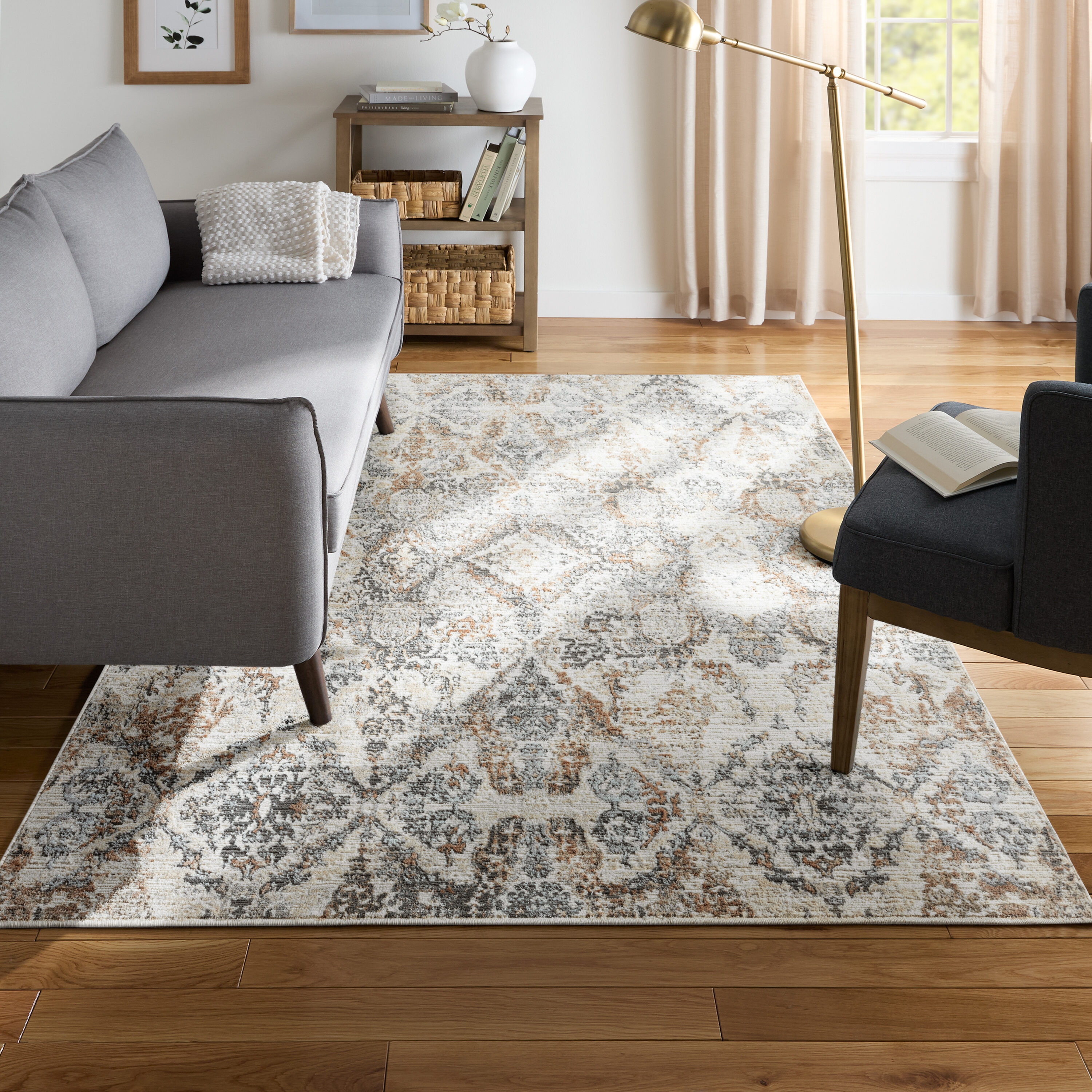allen + roth 10-832-150 9 x 12 (ft) Loomed Polyester Beige Rectangular Indoor Area rug