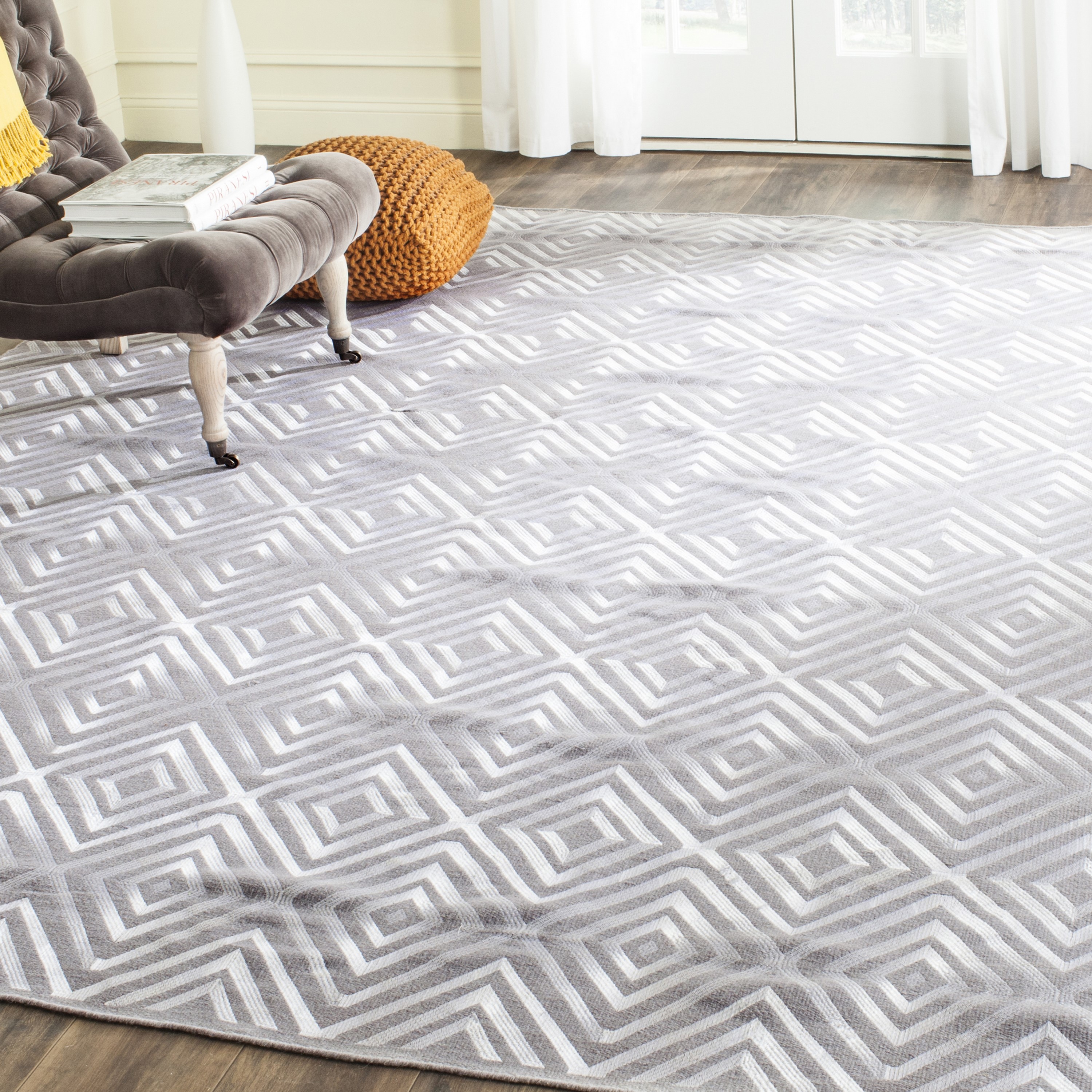 Safavieh KLM627A-8 Kilim Addyson 8 x 10 (ft) Wool Gray Rectangular Indoor Geometric Oriental Area rug