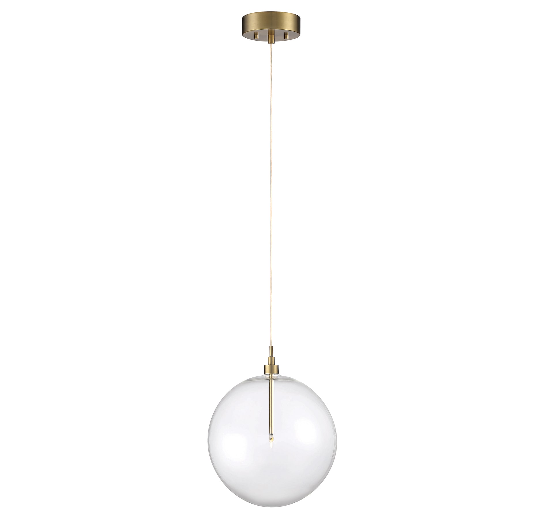 Meridian Lite Trends M70114NB Meridian Natural Brass Modern/contemporary Clear glass Globe Medium Hanging Pendant light