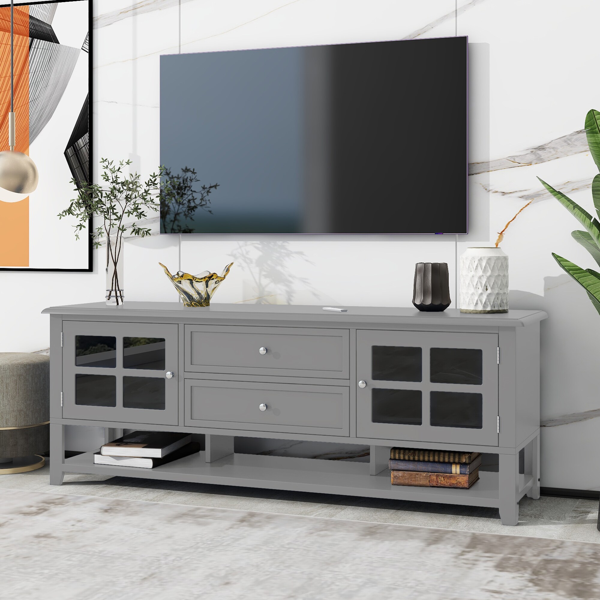 GDFStudio TV Stand for TVs up to 60 Inch Entertainment Center with ...