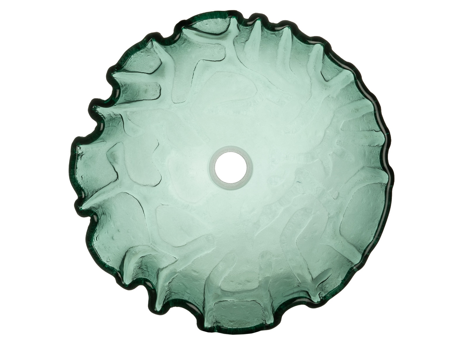 Green Textured Glass Above-Counter Round Vessel Sink