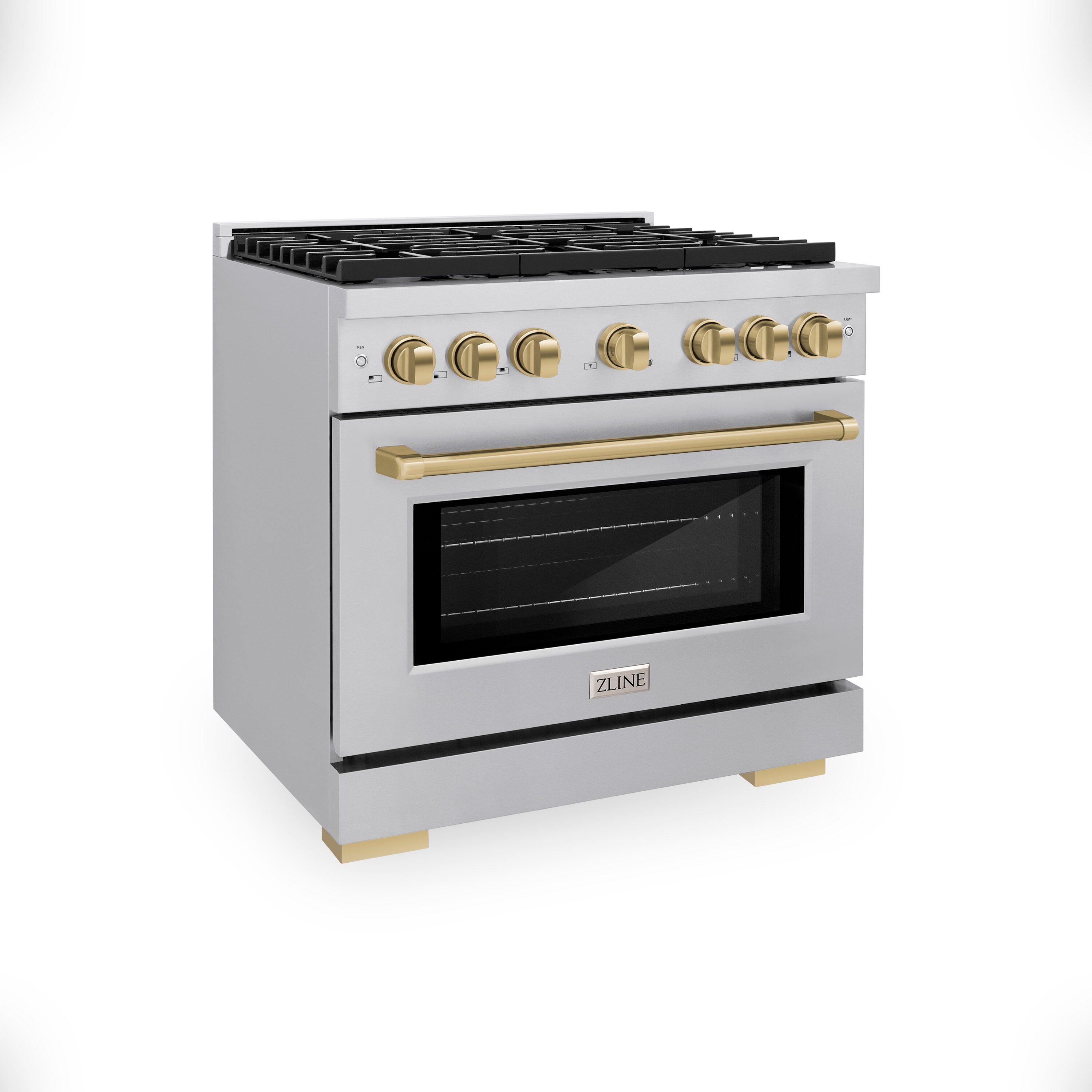 ZLINE KITCHEN & BATH SGRZ-36-CB Paramount 36-in 6 burners 5.2-cu ft Convection Oven Freestanding Natural Gas Range ( Stainless Steel with Champagne Bronze Accents )