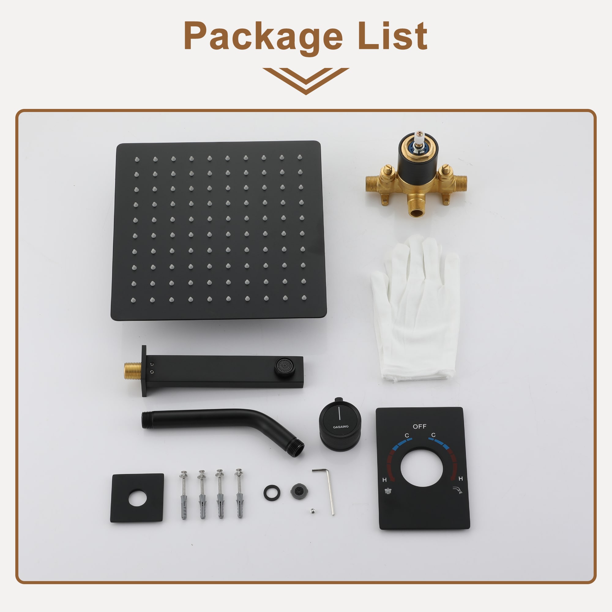 Matte Black Large Square Rainfall Wall Mounted Shower System