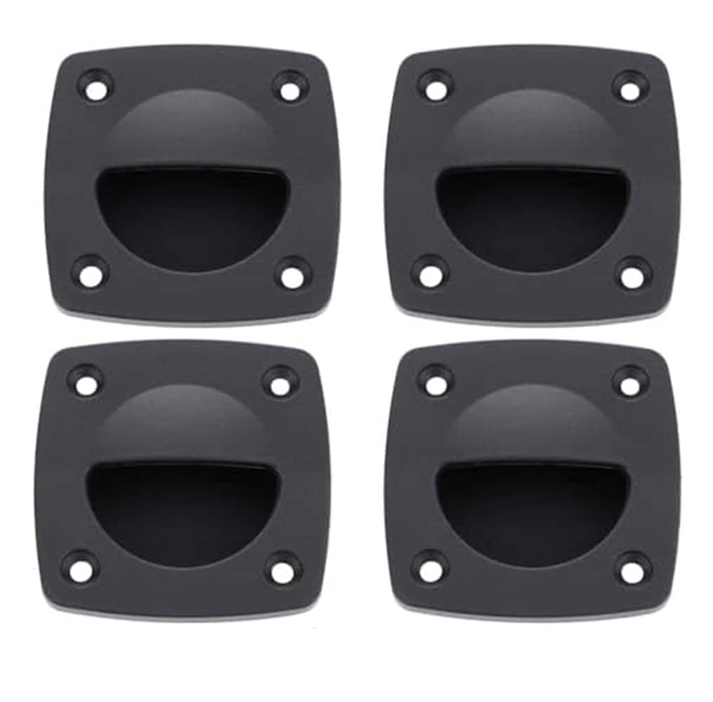Etokfoks  4 Pcs Marine Grade Nylon Square Flush Pull Handle for Boat Yacht Cabin 1 3 4 in Hole Black
