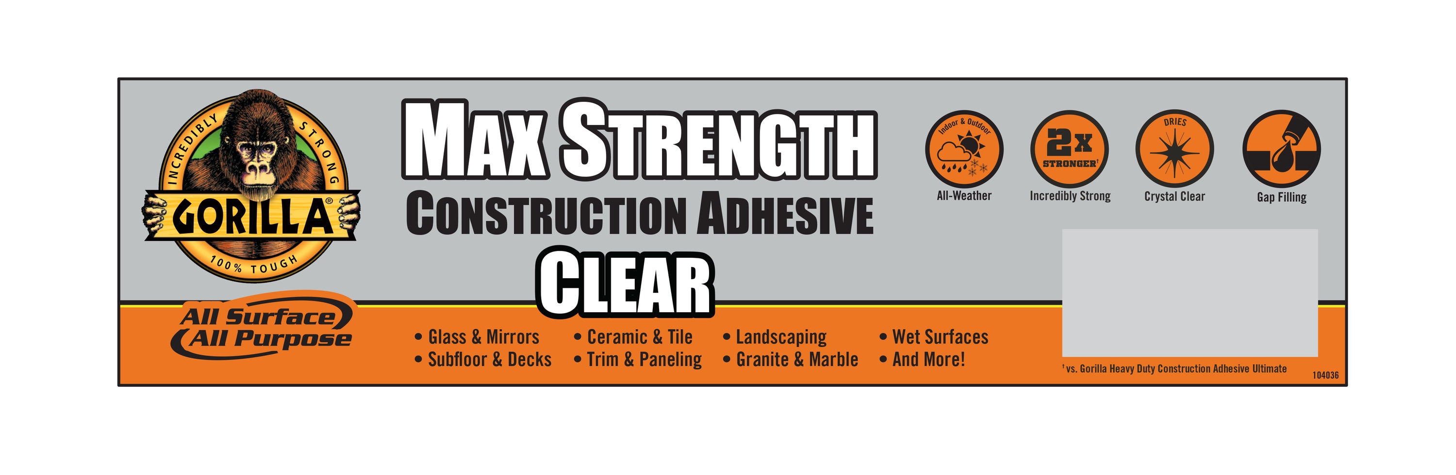 Gorilla Max Strength Clear Polymer-based Interior/Exterior Construction  Adhesive (9-fl oz) in the Construction Adhesive department at