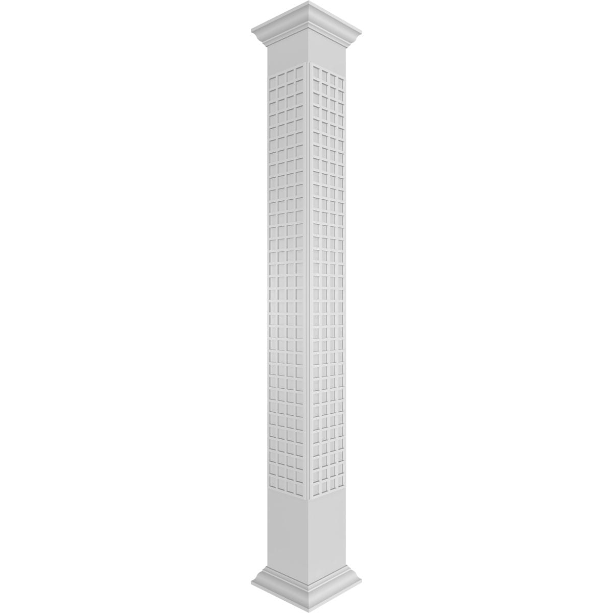 Ekena Millwork CC0810ENMNCCRCR Manchester Fretwork 8-Inches L x 10-Feet Unfinished PVC Column Wrap