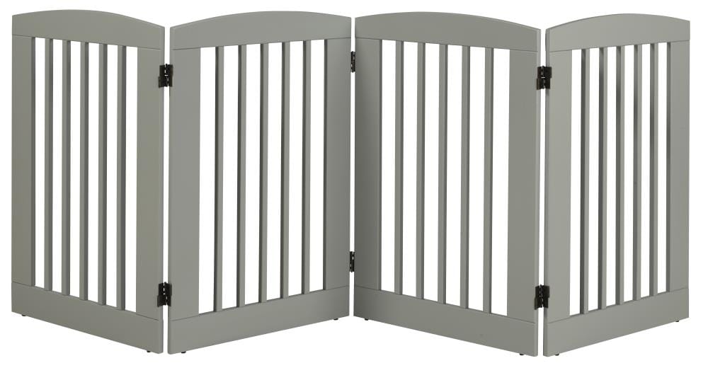 Cappuccino BarkWood Pets Freestanding Pet Gate with Two 24 W x 36 H Folding Wood Panels 