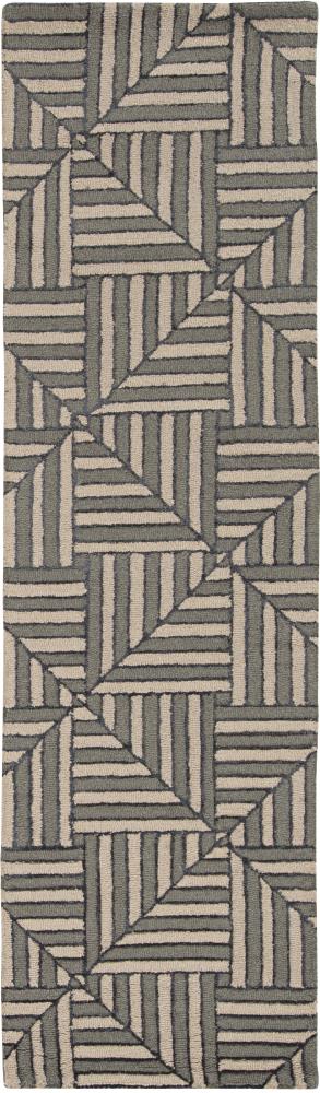 KAS Rugs 4304 Libby Langdon Upton 2 X 8 (ft) Wool Navy/Charcoal Indoor Trellis Mid-century Modern Runner Rug