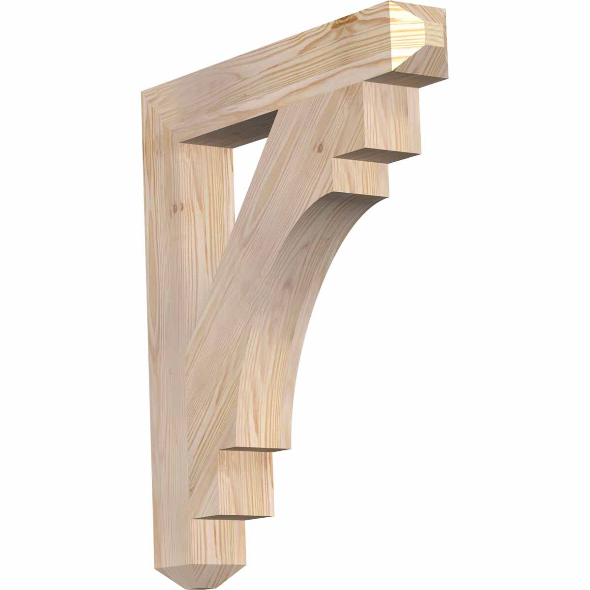 Ekena Millwork BKT04X24X28MRC04SDF Merced craftsman smooth 3-1/2-in x 24-in x 28-in Douglas fir Brown Wood Standard bracket
