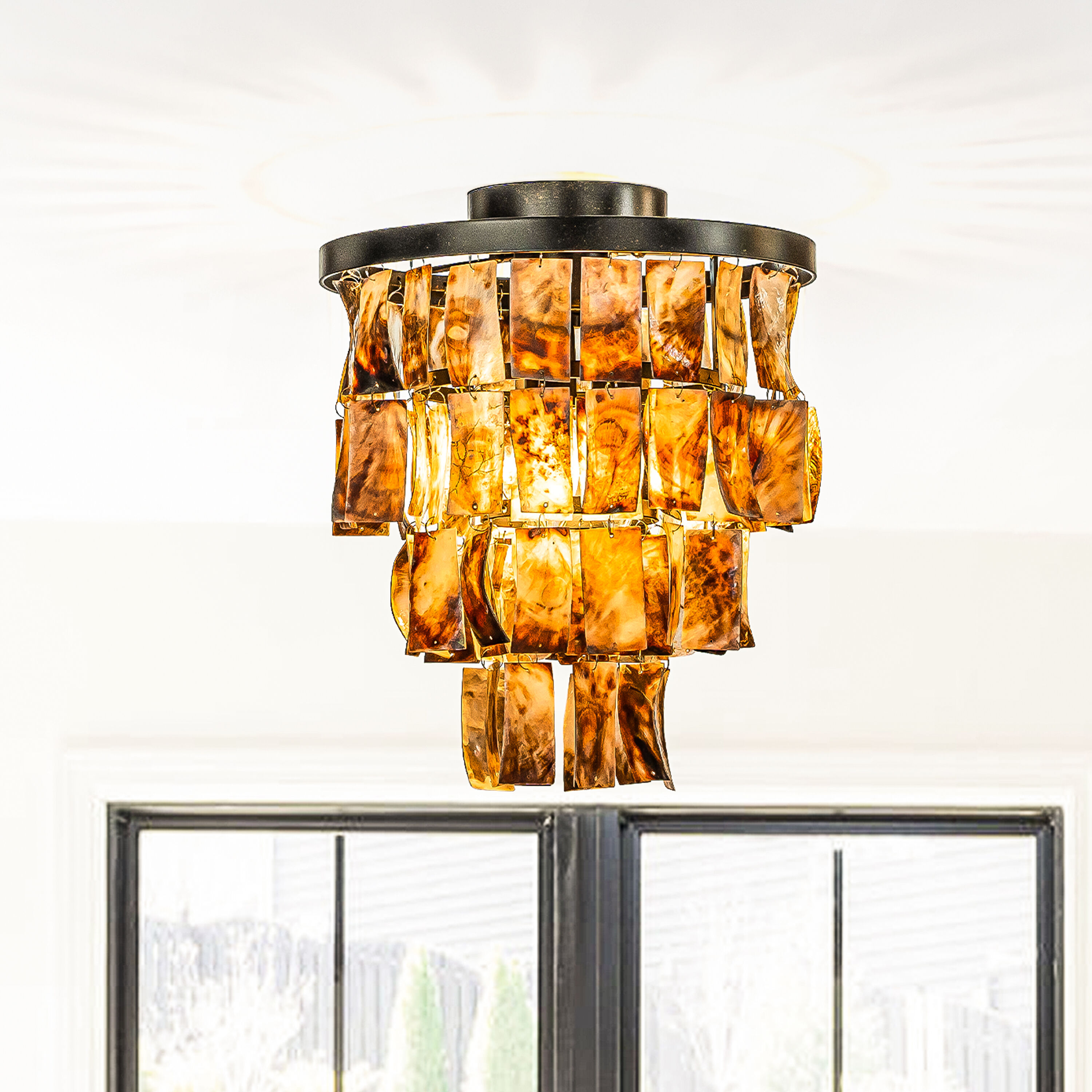 AloaDecor Lighting LC7119D30DB05A 3 -Light 12-in Multiple finishes Black Flush Mount Light